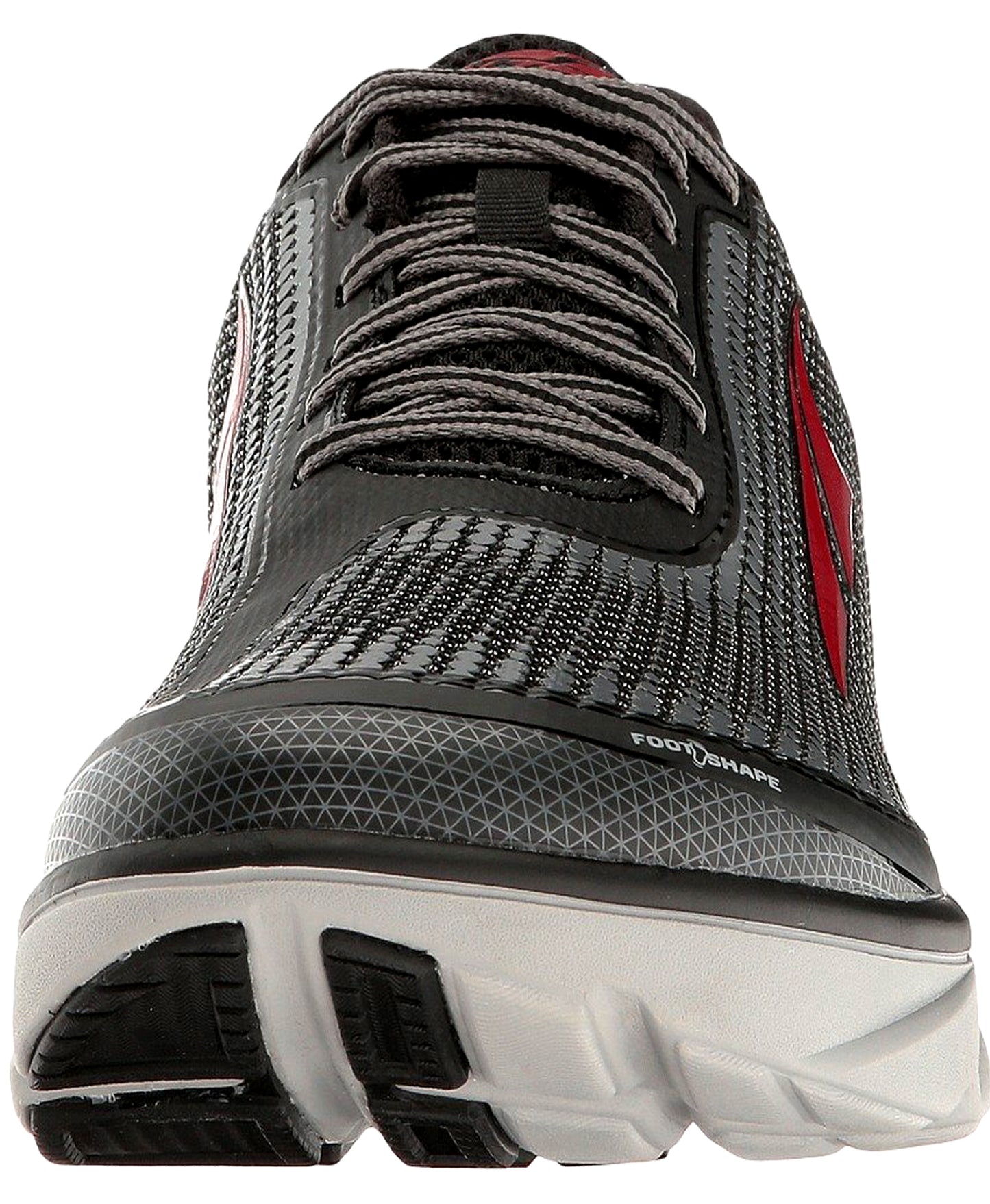 Front of Black/Red Altra Men's Running Lightweight Platform Flexible Shoes Torin 3.0
