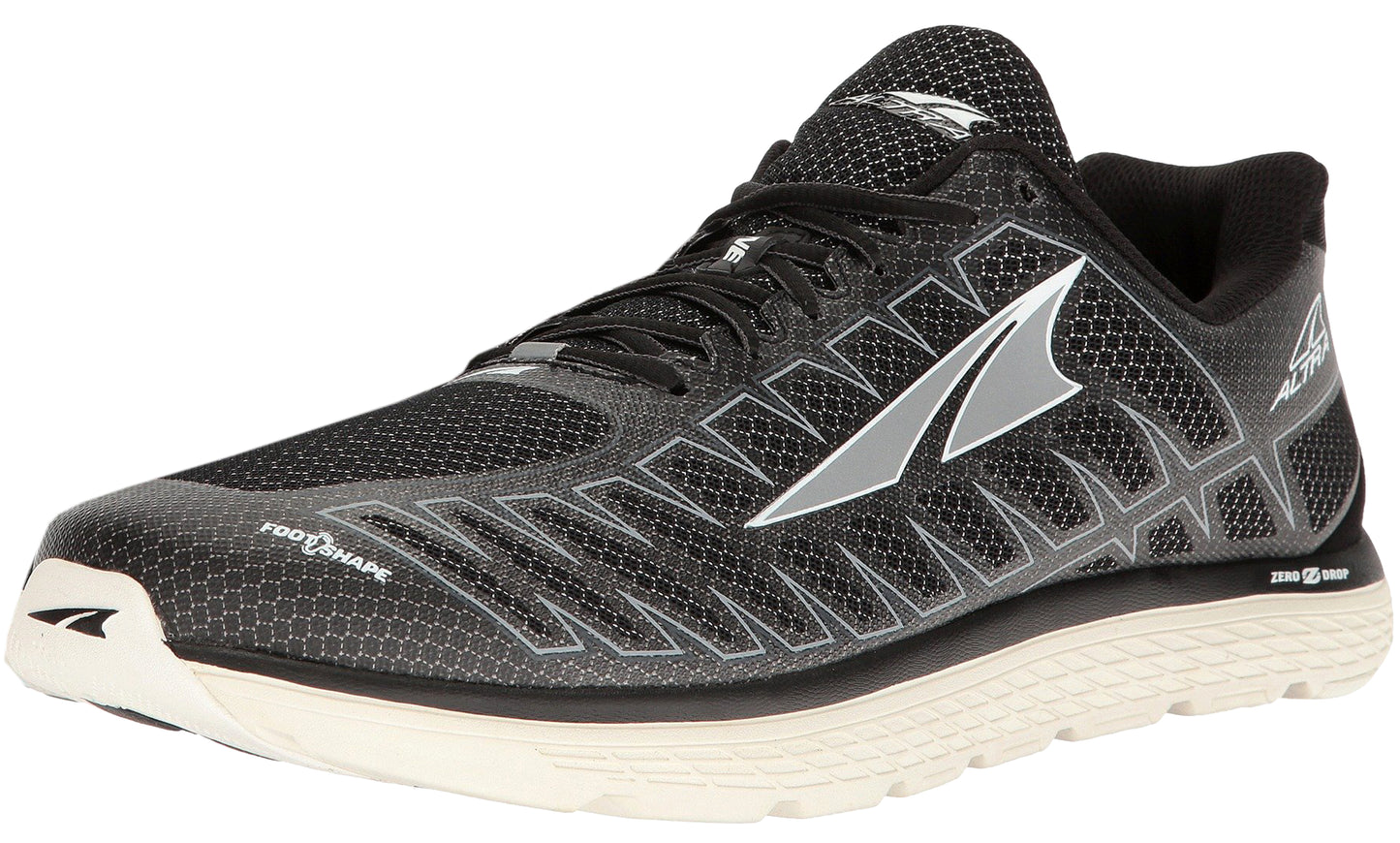Lateral view of black Altra Men's One V3 Zero Drop Foot Shape Running ShoesAltra Men's One V3 Zero Drop Foot Shape Running Shoes