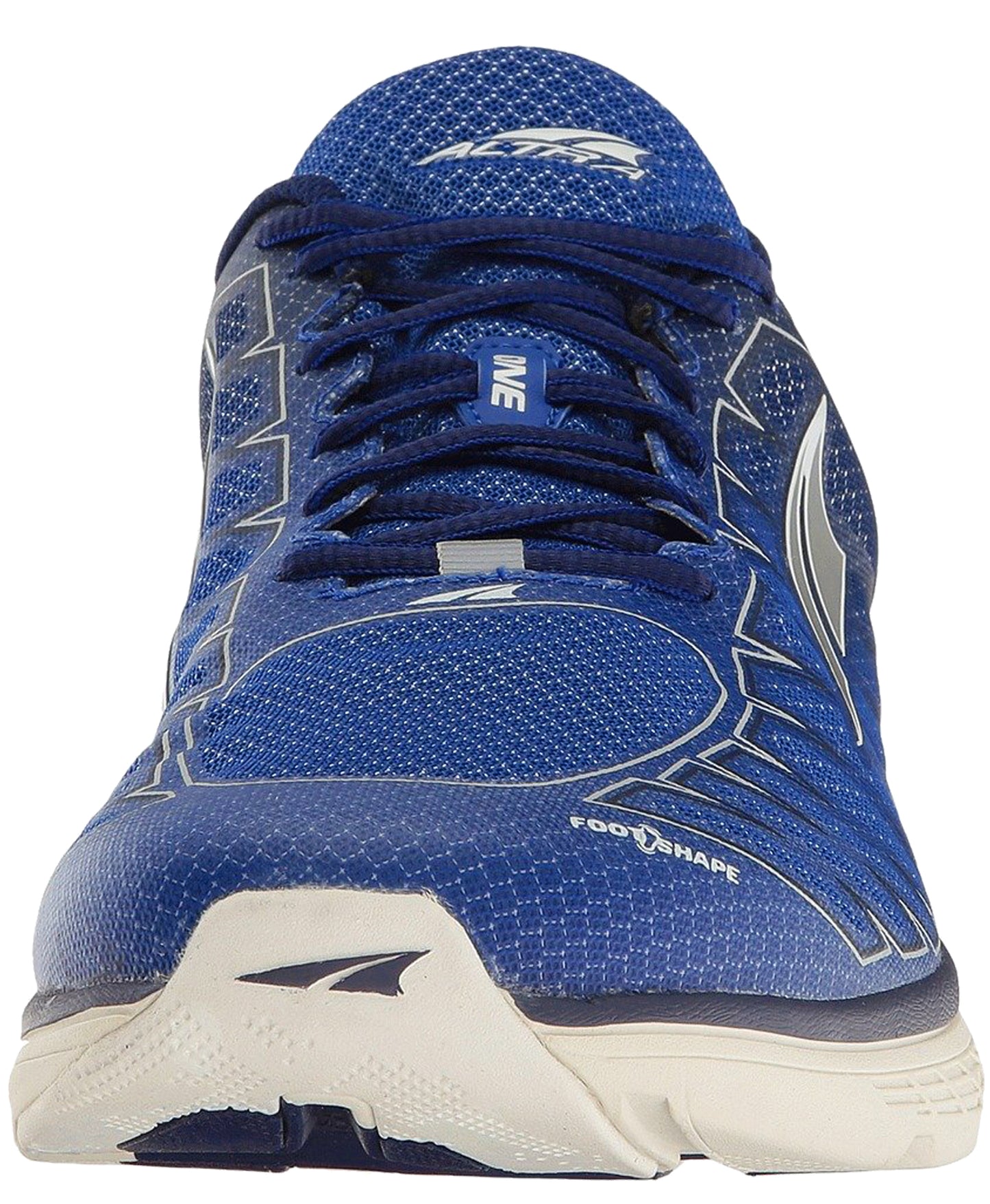 Front of  blue/grey Altra Men's One V3 Zero Drop Foot Shape Running Shoes