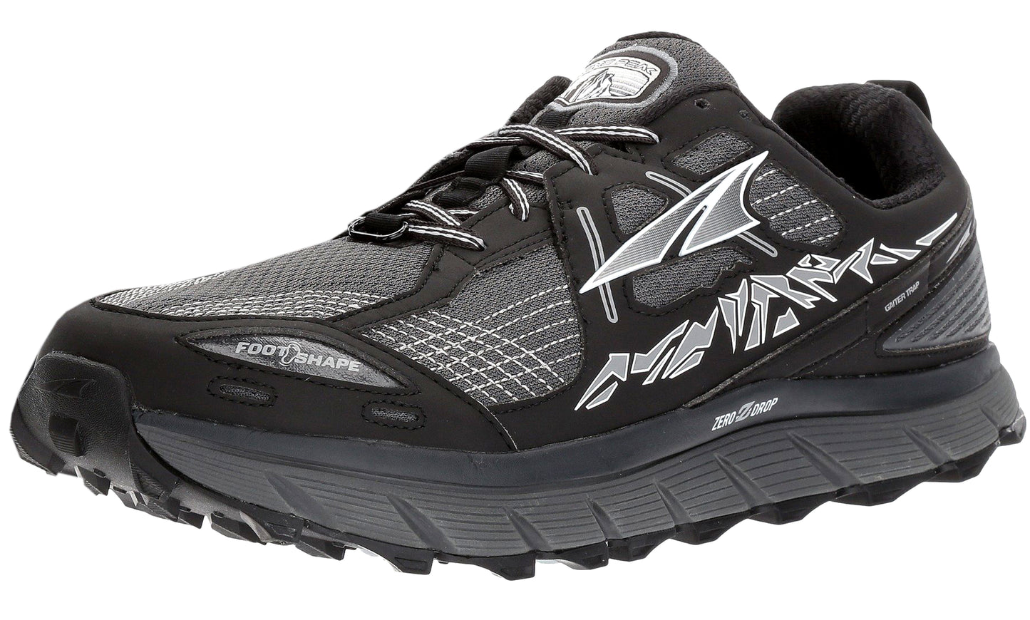 Lateral of Black Altra Men's Trail Running Lightweight Platform Shoes Lone Peak 3.5