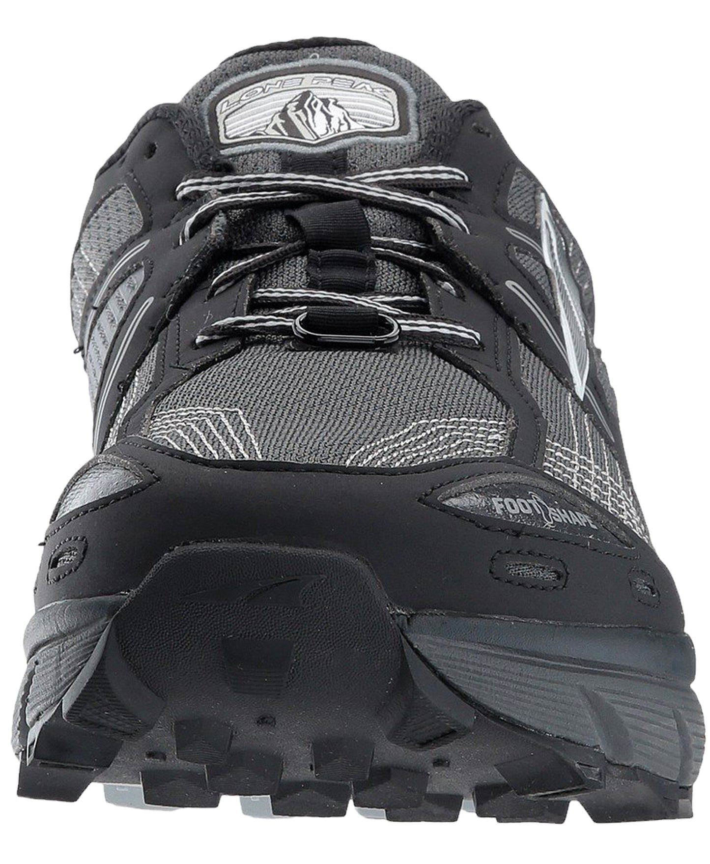 Front of Black Altra Men's Trail Running Lightweight Platform Shoes Lone Peak 3.5