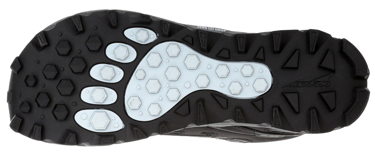 Sole of Black Altra Men's Trail Running Lightweight Platform Shoes Lone Peak 3.5