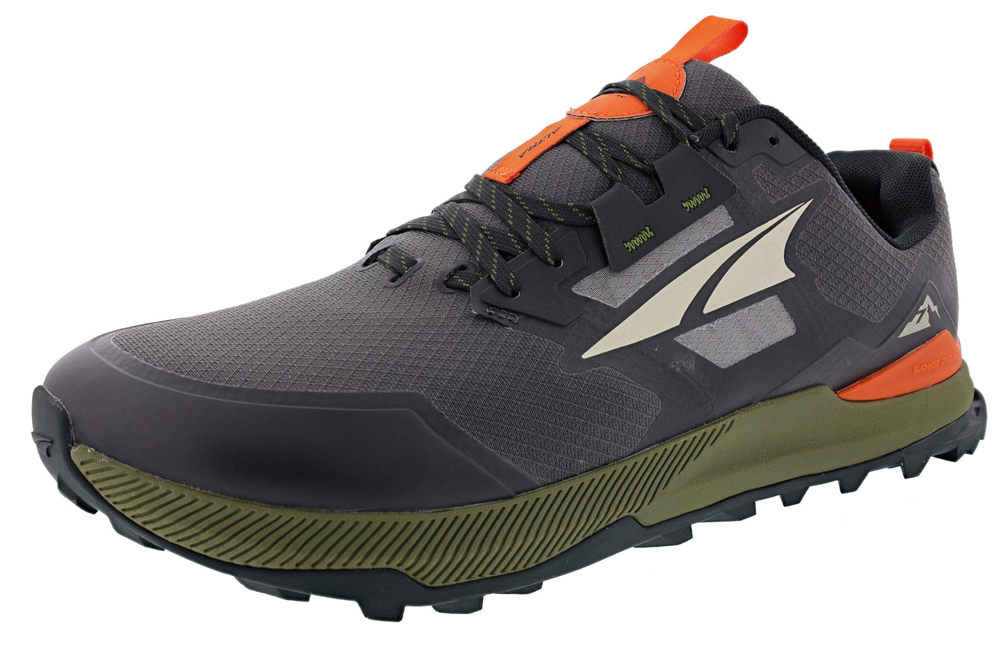Lateral view of black/grey Altra Men's Lone Peak 7 Trail Running Shoes