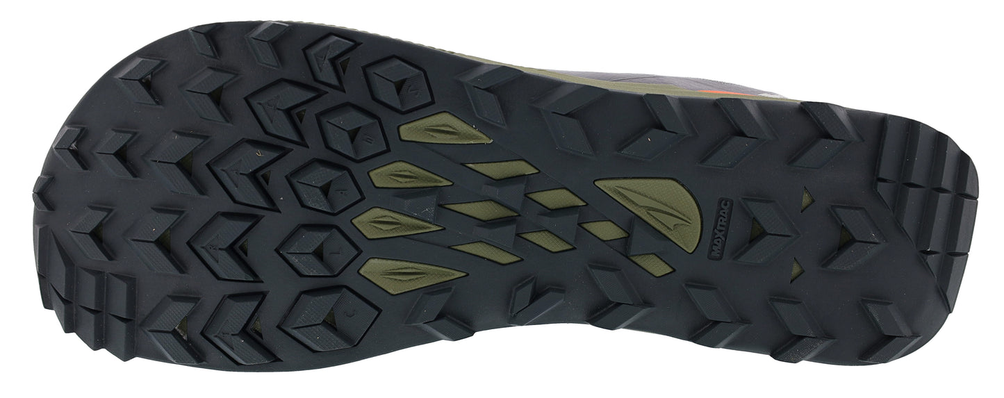 Sole of  black/grey Altra Men's Lone Peak 7 Trail Running Shoes