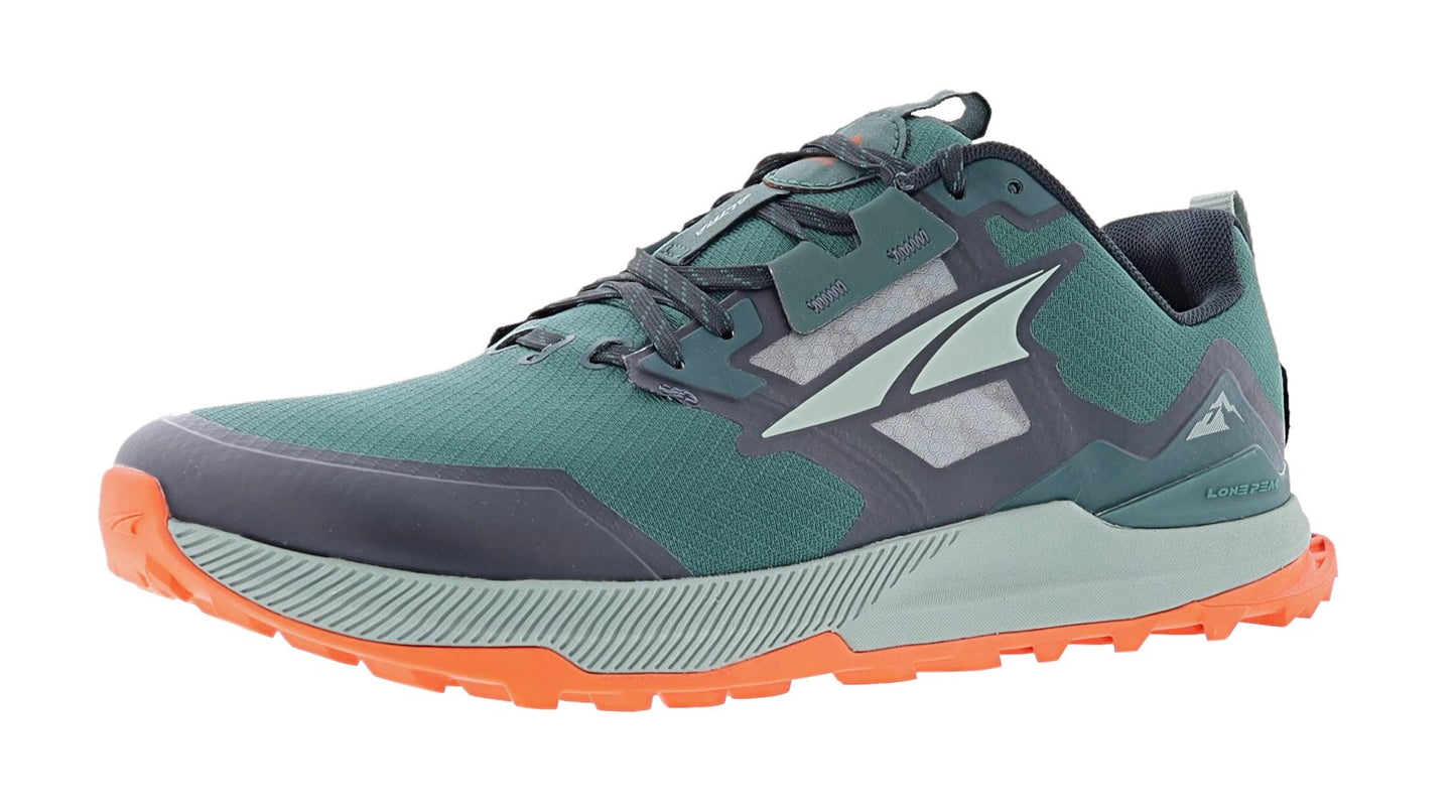 Lateral view of deep forest Altra Men's Lone Peak 7 Trail Running Shoes