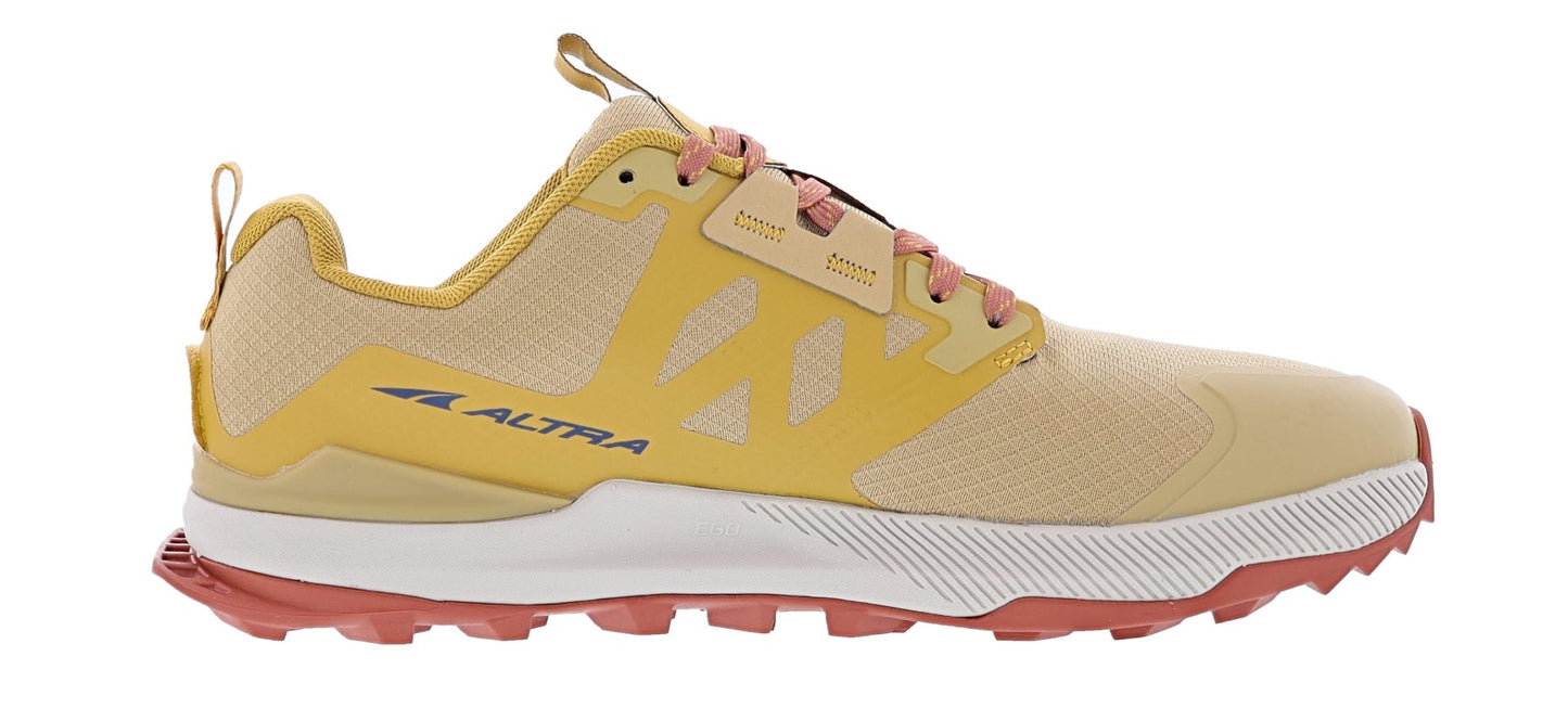 Medial view of  tan Altra Men's Lone Peak 7 Trail Running Shoes