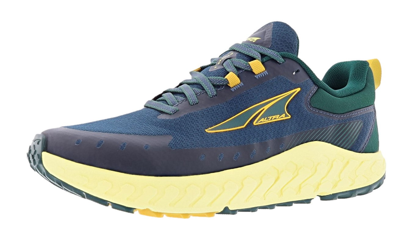 Lateral view of blue/yellow Altra Men's Outroad 2 Road Running Shoes