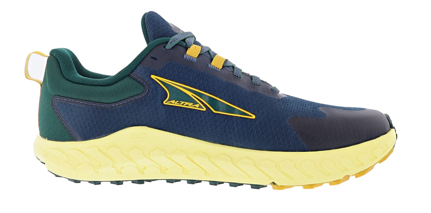 Medial view of blue/yellow Altra Men's Outroad 2 Road Running Shoes