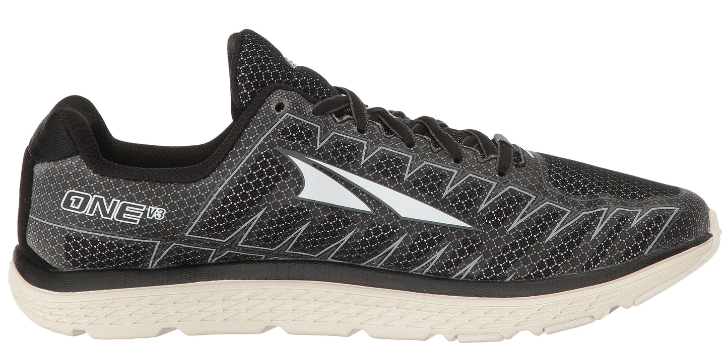Medial of Black Altra Womens Lightweight Platform Speed Road Running Shoes One V3