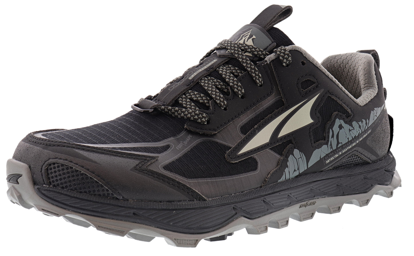 Lateral of Black Altra Women's Lone Peak 4.5 Lightweight Trail Running Shoes
