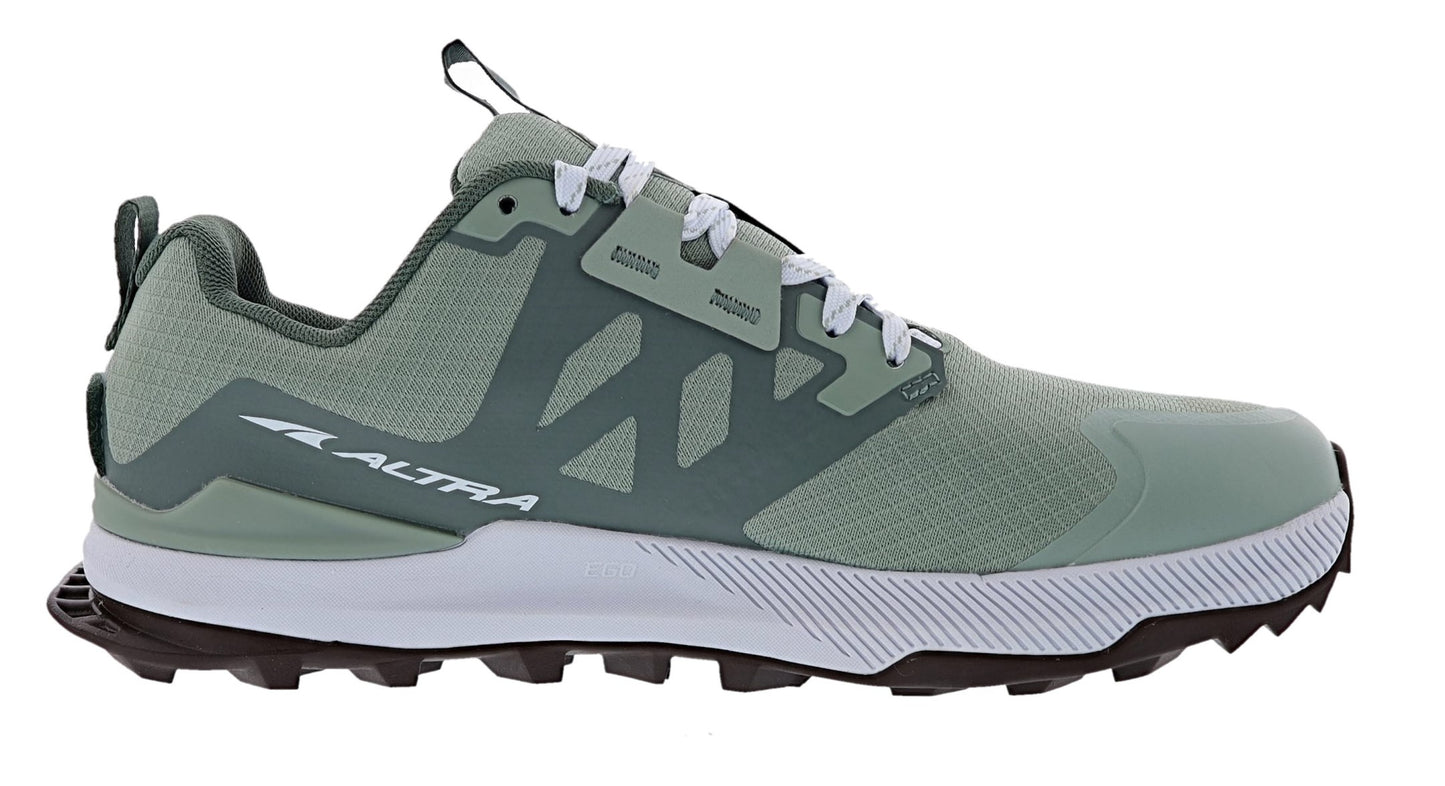 Medial of Green Altra Women's Lone Peak 7 Trail Running Shoes
