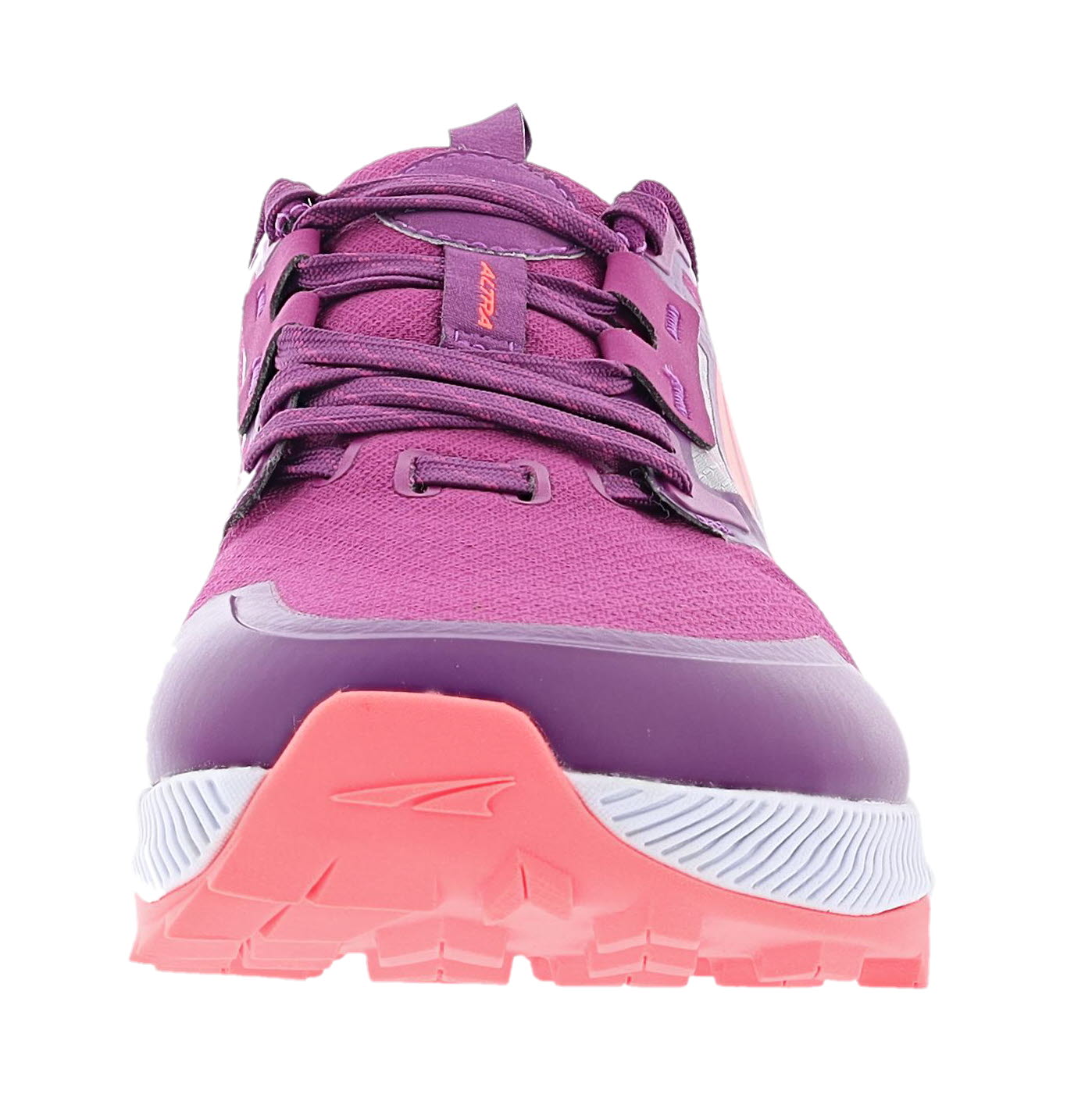 Front of Purple/Orange Altra Women's Lone Peak 7 Trail Running Shoes