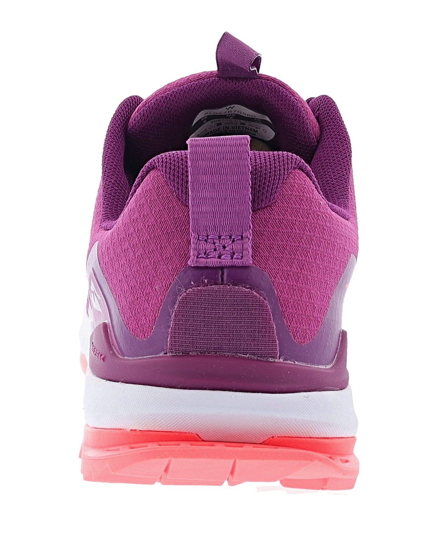 Back of Purple/Orange Altra Women's Lone Peak 7 Trail Running Shoes