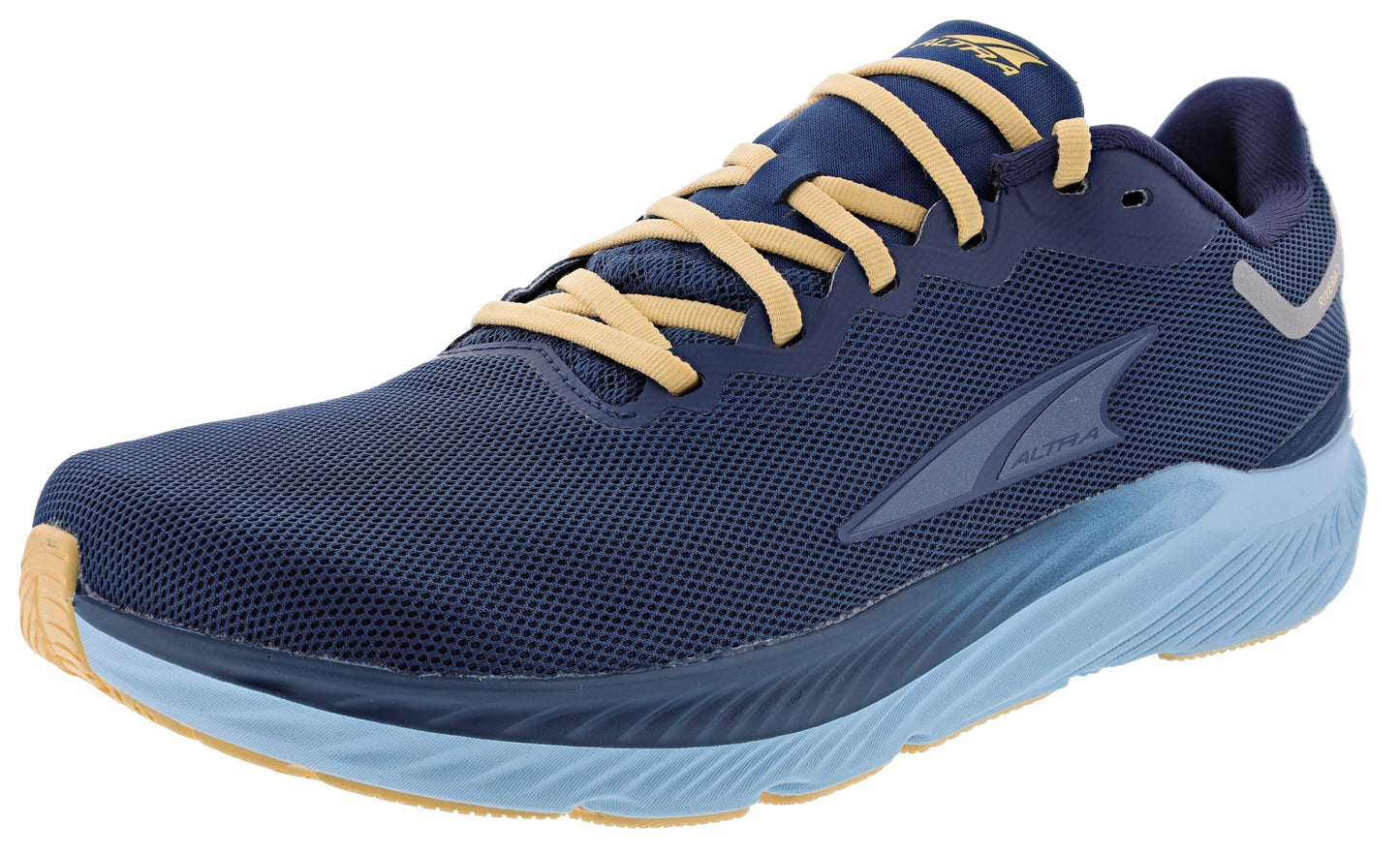 Lateral of Navy Altra Women's Rivera 3 Road Running Shoes