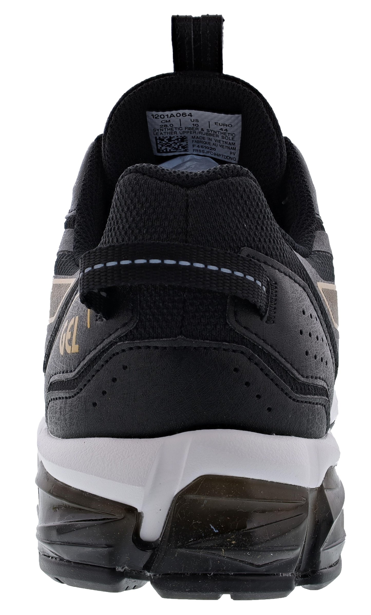 Back of Black/Pure Gold Asics Men's Gel Quantum 90 Lightweight Comfort Shoes