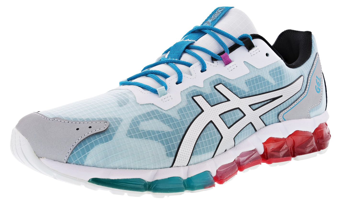 Lateral of Classic Red/Teal Blue Asics Gel Quantum 360 6 Men's Lightweight Running Shoes
