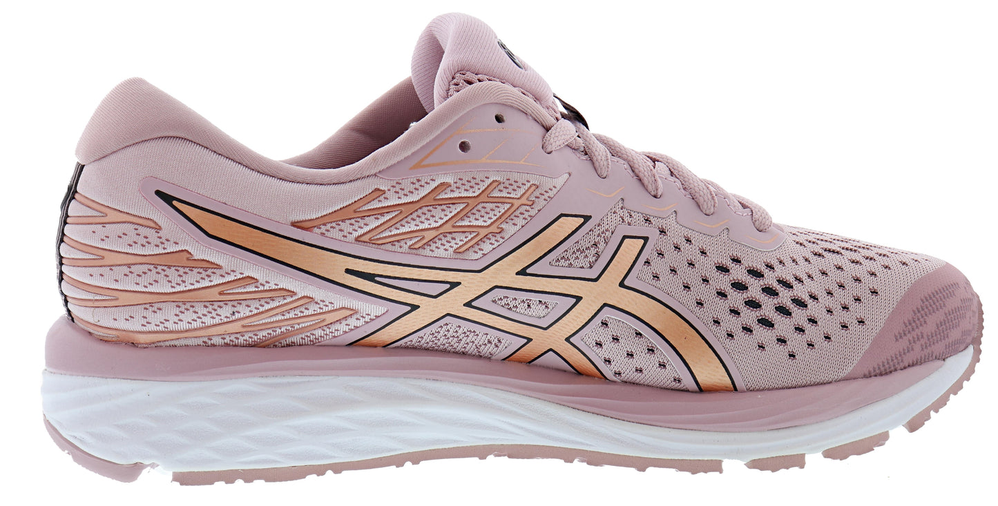 
                  
                    Medial of Lateral of Watershed Rose/Rose Gold ASICS Women Cushioned Running Shoes Cumulus 21
                  
                