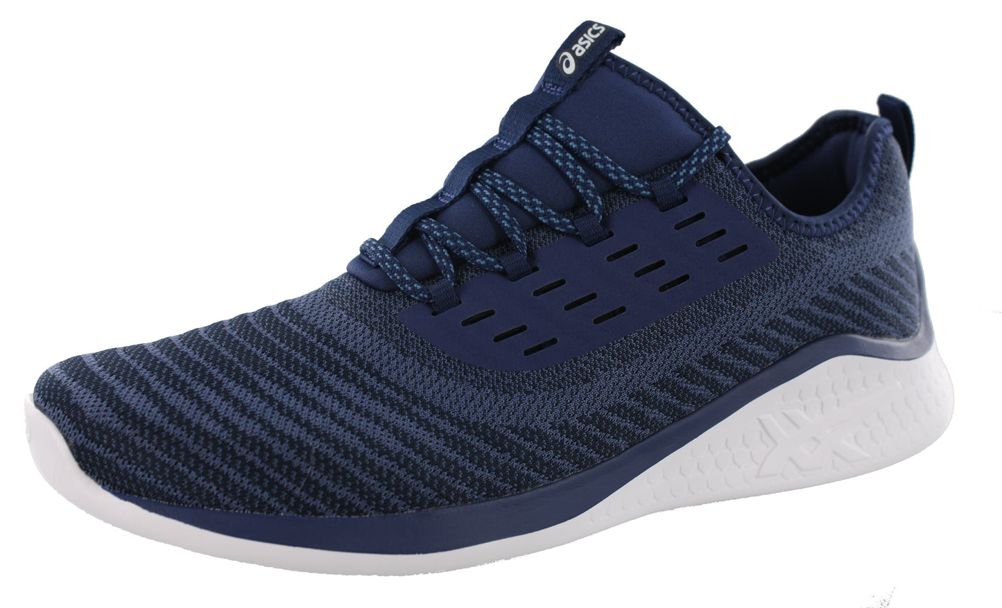 Lateral of Deep Ocean and Soft Sky colored ASICS Fuzetora Twist Lightweight Walking Shoes