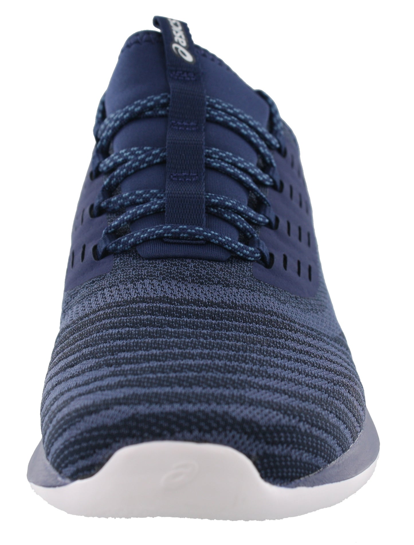 Front of Deep Ocean and Soft Sky colored ASICS Fuzetora Twist Lightweight Walking Shoes