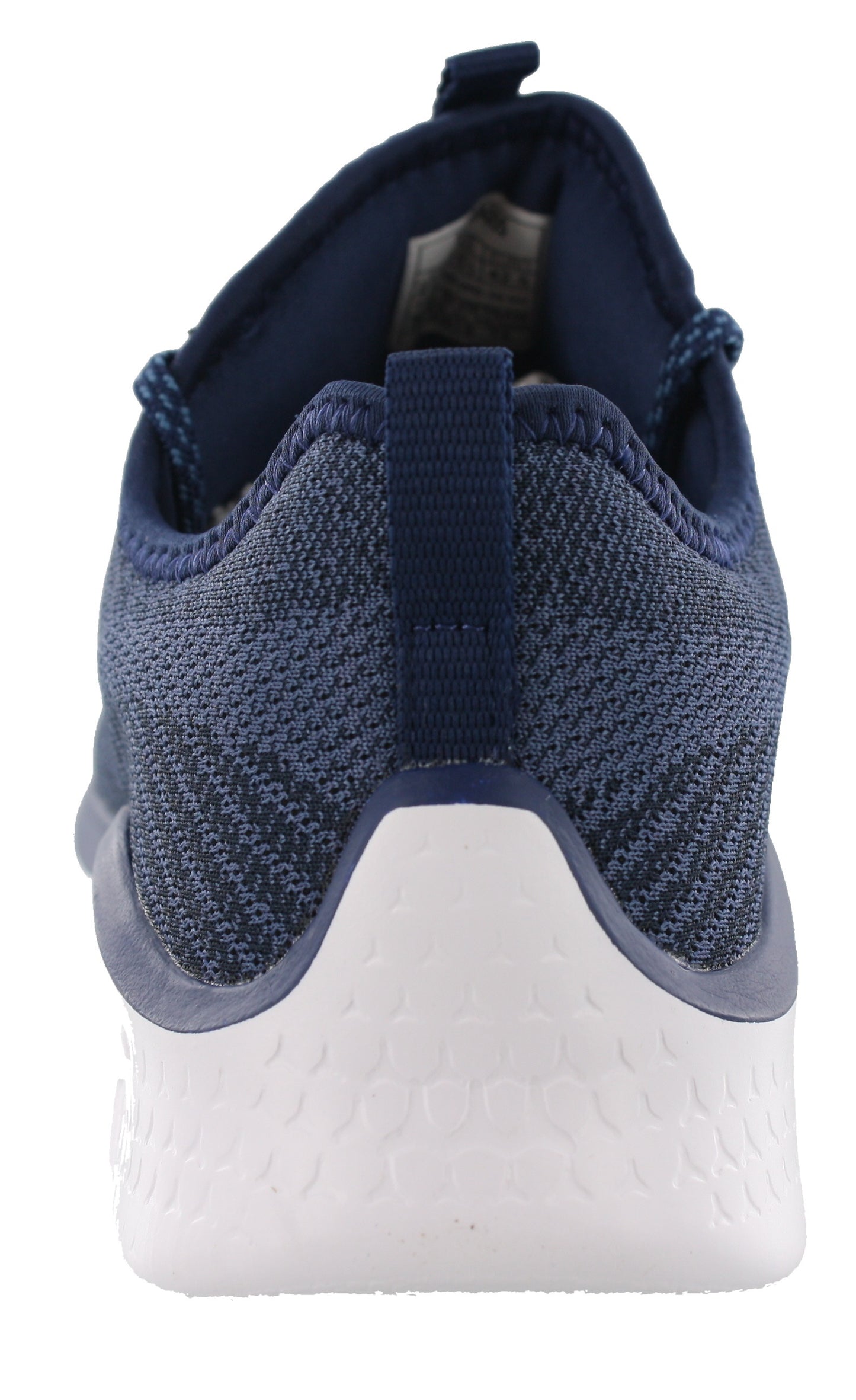 Back of Deep Ocean and Soft Sky colored ASICS Fuzetora Twist Lightweight Walking Shoes