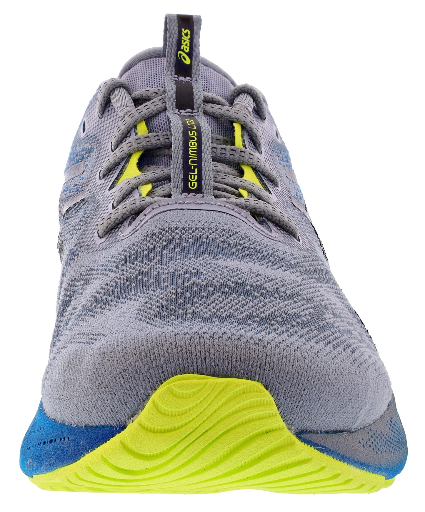 Front of Piedmont Grey/Black ASICS Men's Gel Nimbus Lite 2 Soft Cushioning Running Shoes