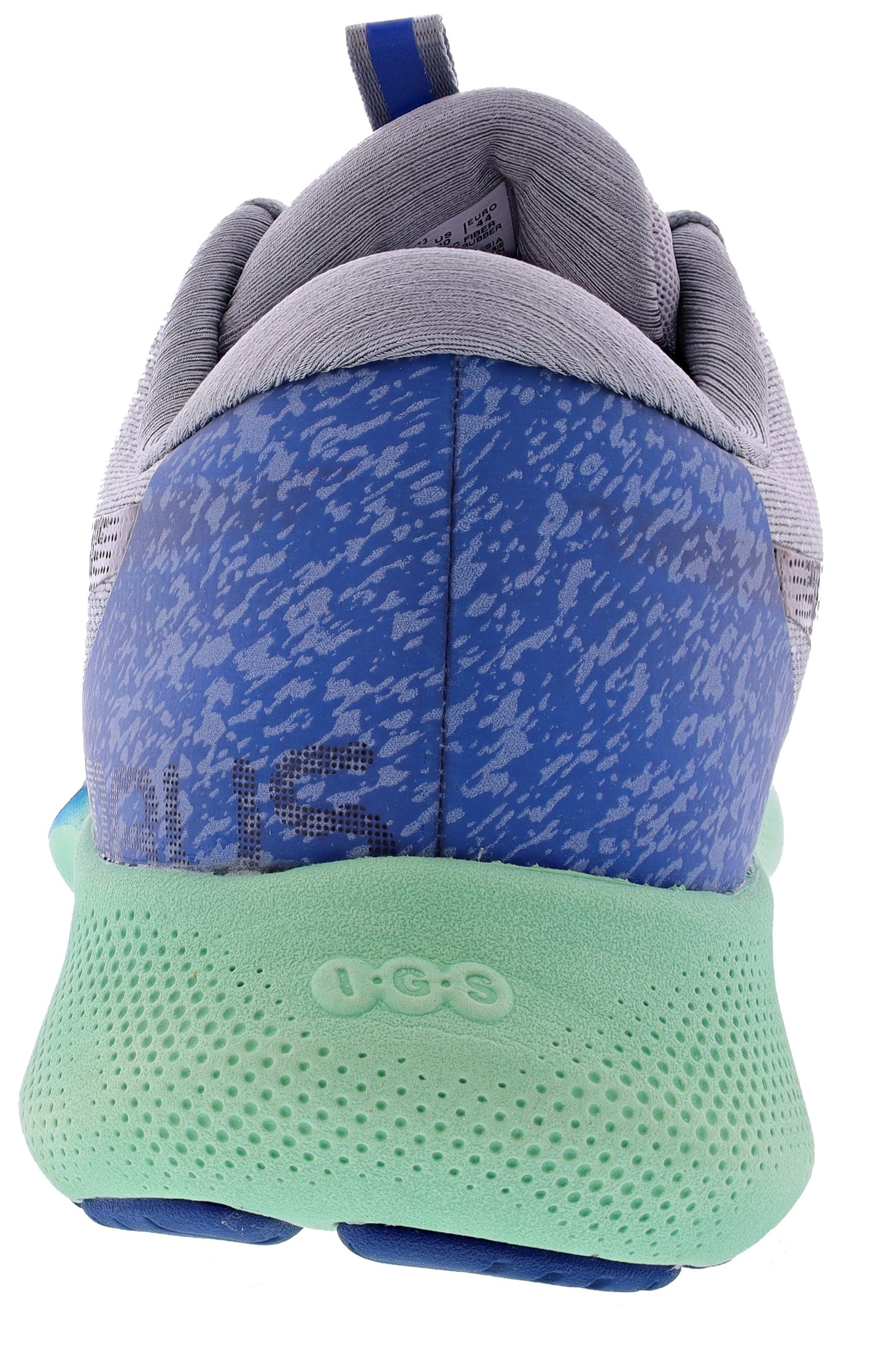 Back of Gray with Deep Sea Teal/Black ASICS Men's Gel Nimbus Lite 2 Soft Cushioning Running Shoes