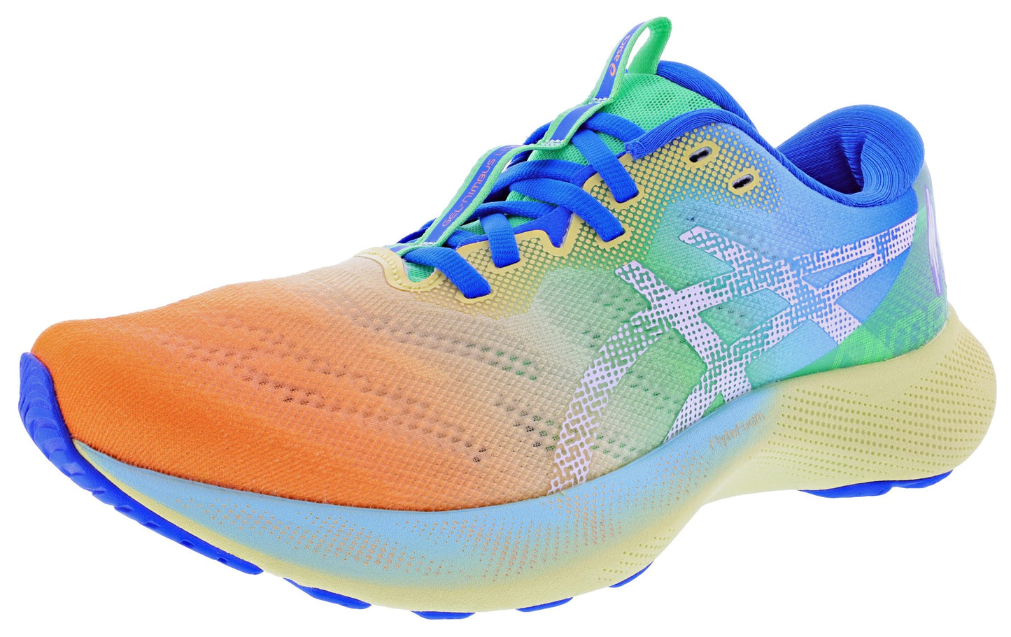 Lateral of Fellow Yellow/White ASICS Men's Gel Nimbus Lite 2 Soft Cushioning Running Shoes