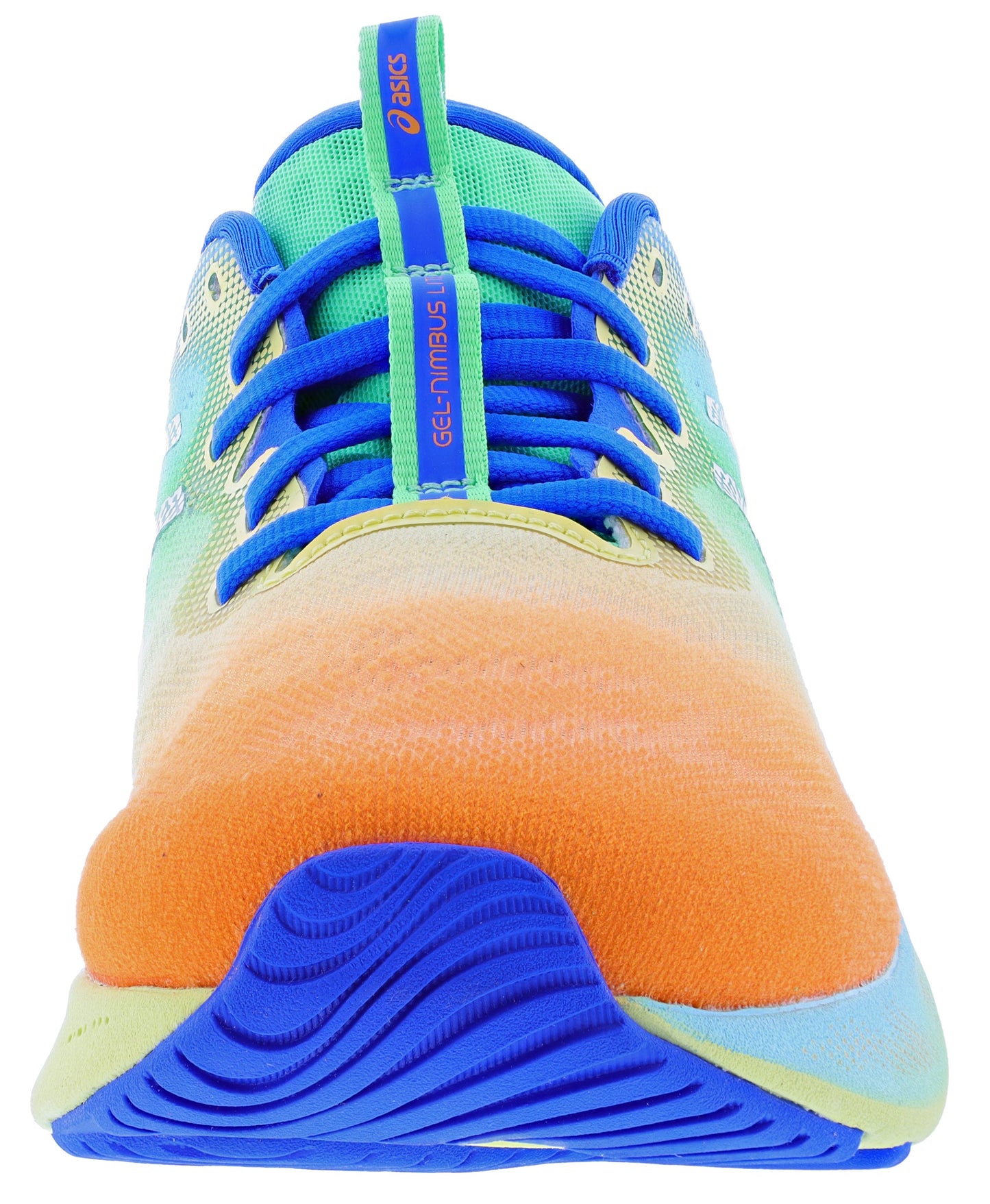 Front of Fellow Yellow/White ASICS Men's Gel Nimbus Lite 2 Soft Cushioning Running Shoes