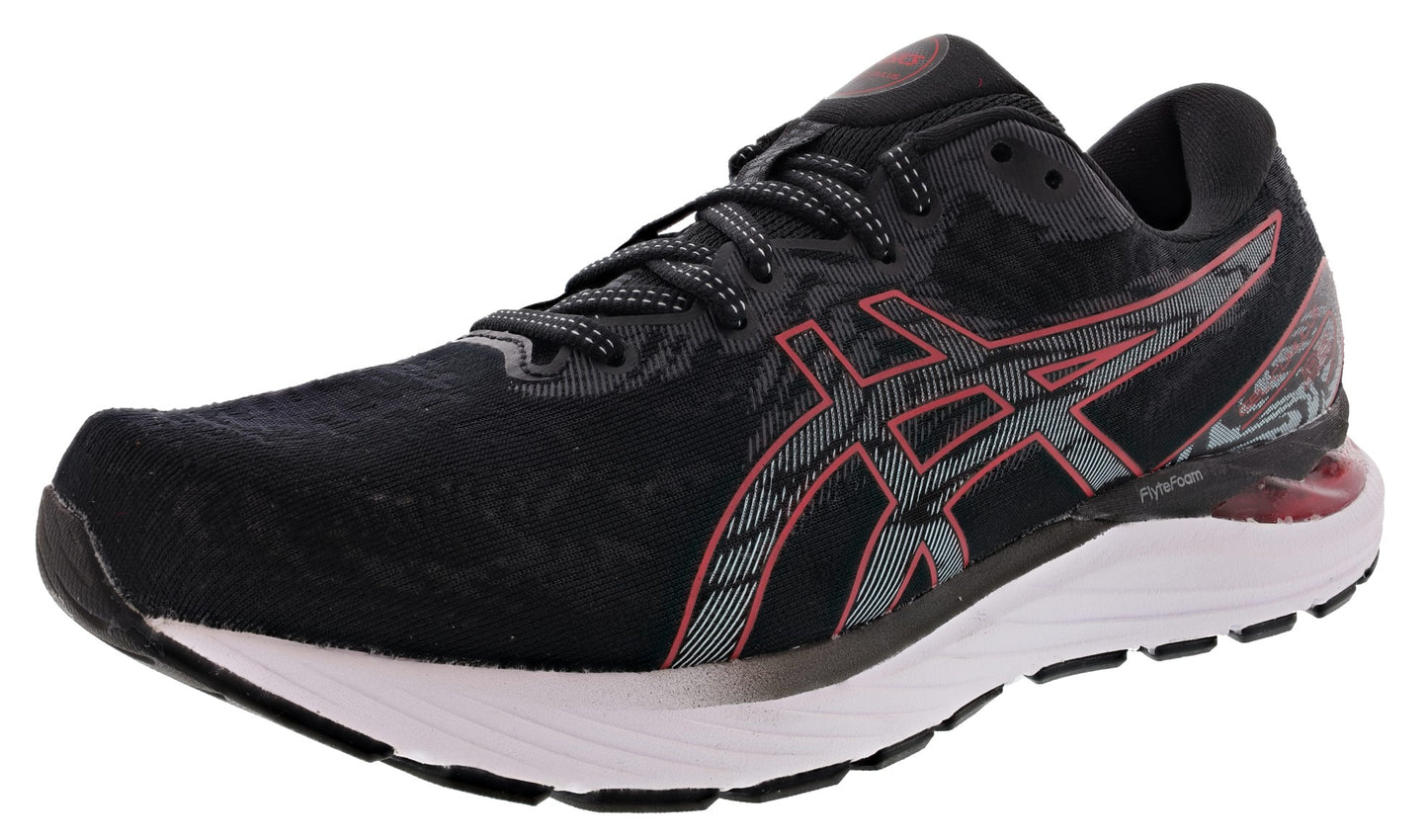 Lateral of Black/Electric Red ASICS Men's Gel Cumulus 23 Cushioned Running Shoes