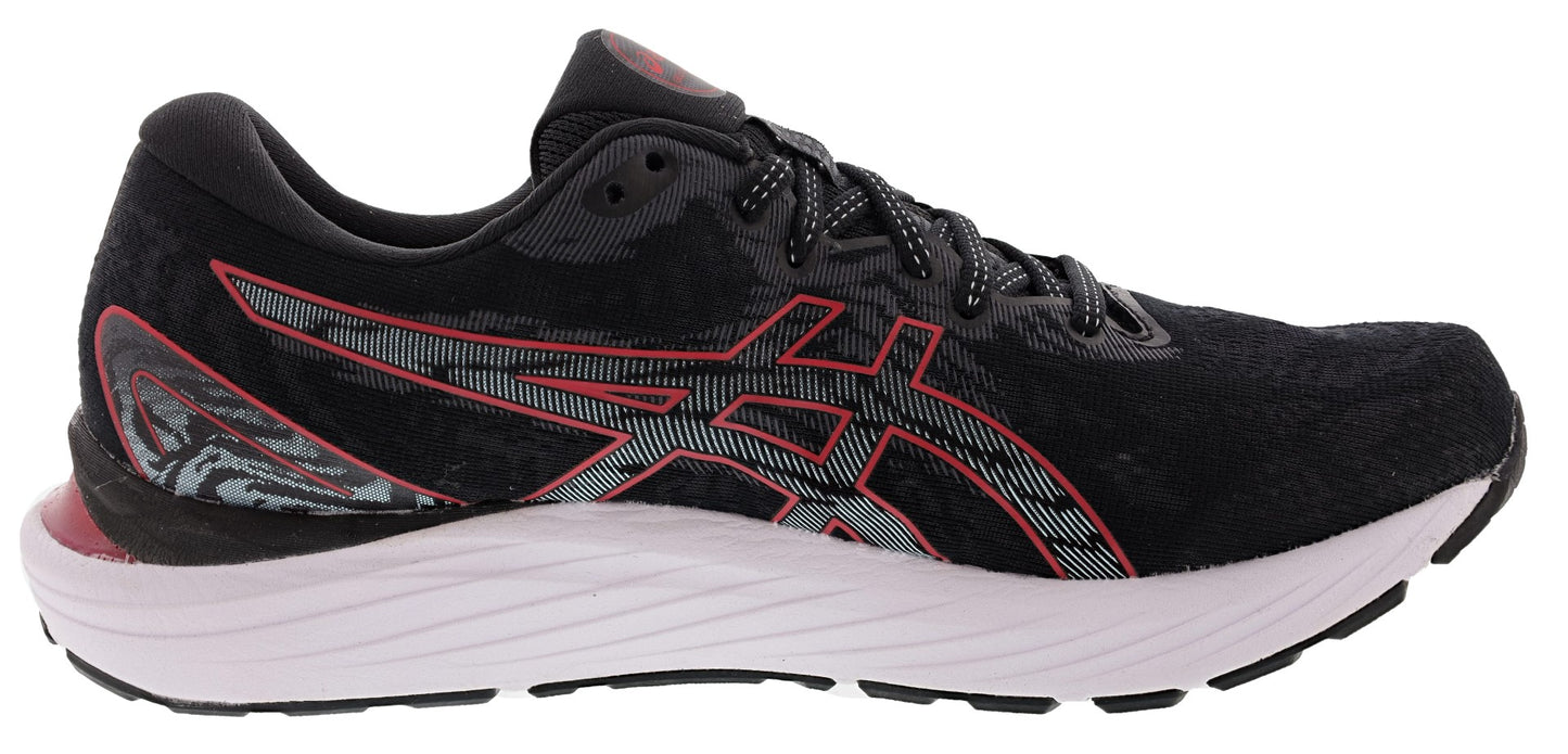 Medial of Black/Electric Red ASICS Men's Gel Cumulus 23 Cushioned Running Shoes
