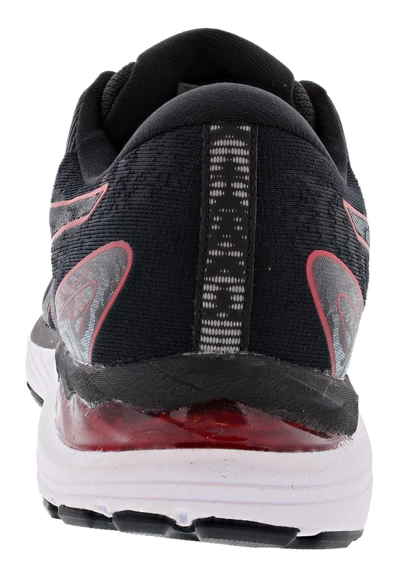 Back of Black/Electric Red ASICS Men's Gel Cumulus 23 Cushioned Running Shoes