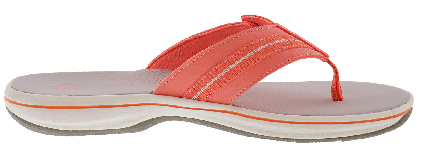orange flip flop with white sole