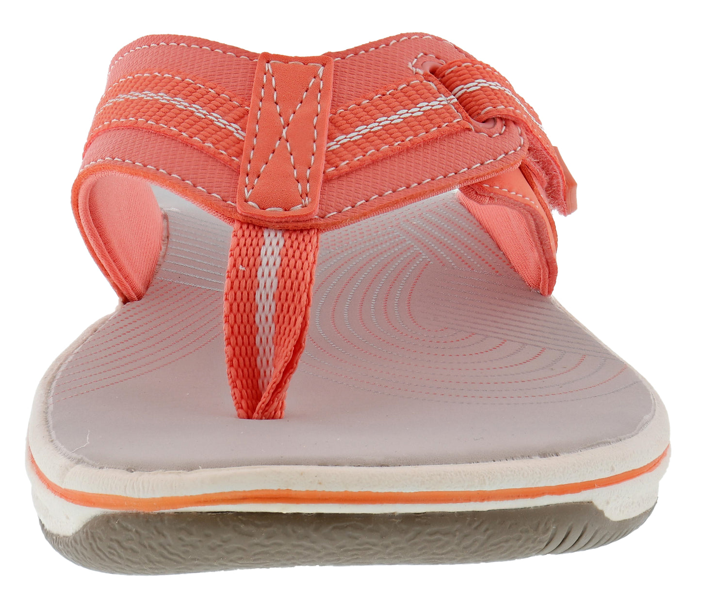 orange flip flop with white sole