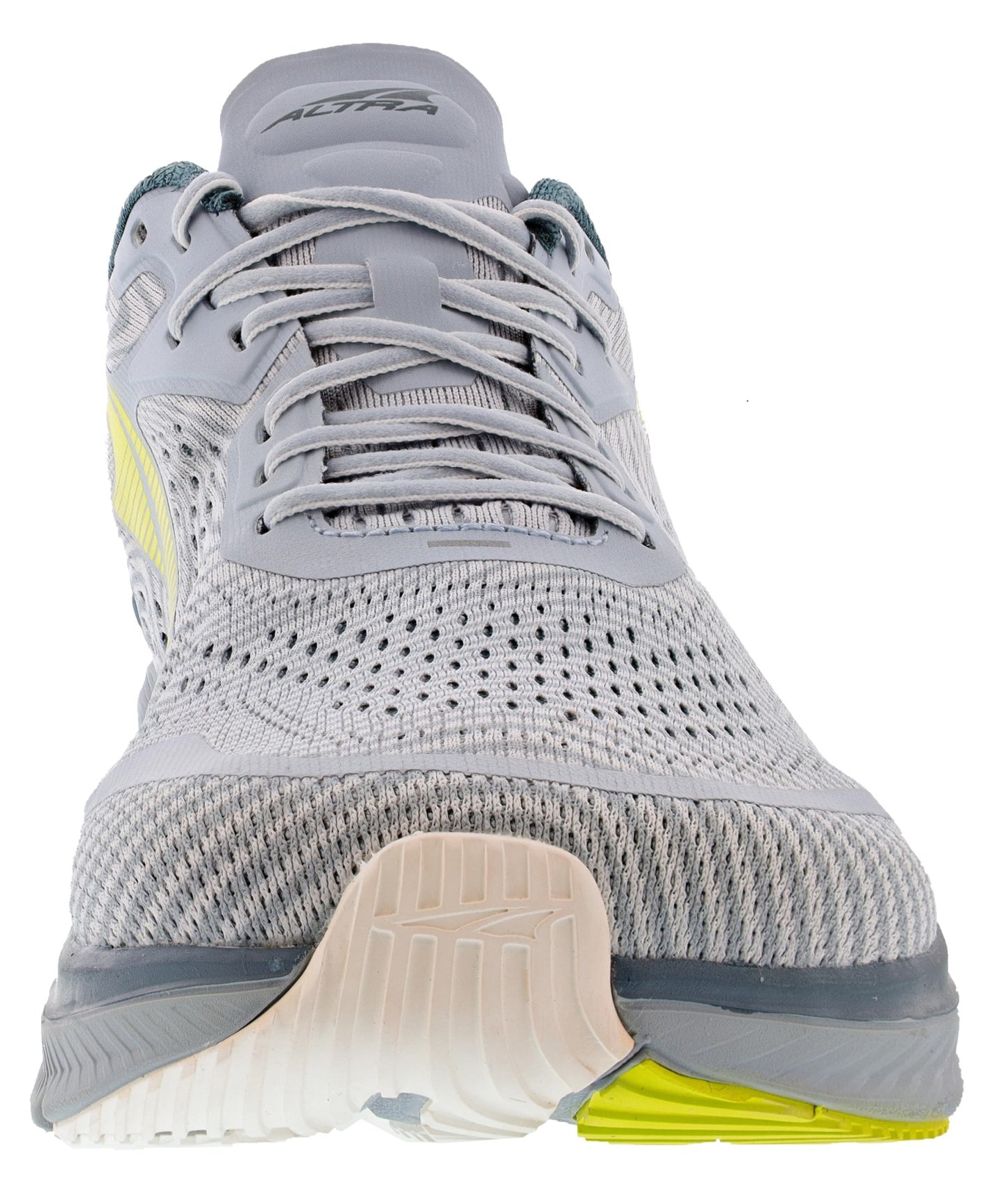 Front of Gray/Lime Altra Men’s Torin 5 Lightweight Running Shoes