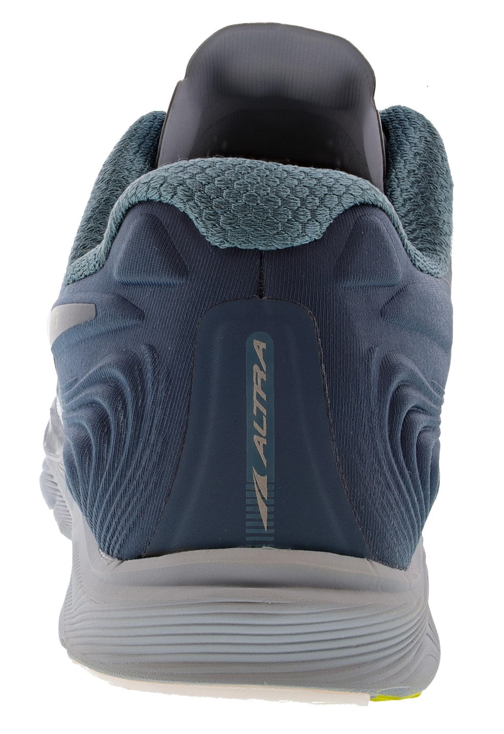 Back of Gray/Lime Altra Men’s Torin 5 Lightweight Running Shoes