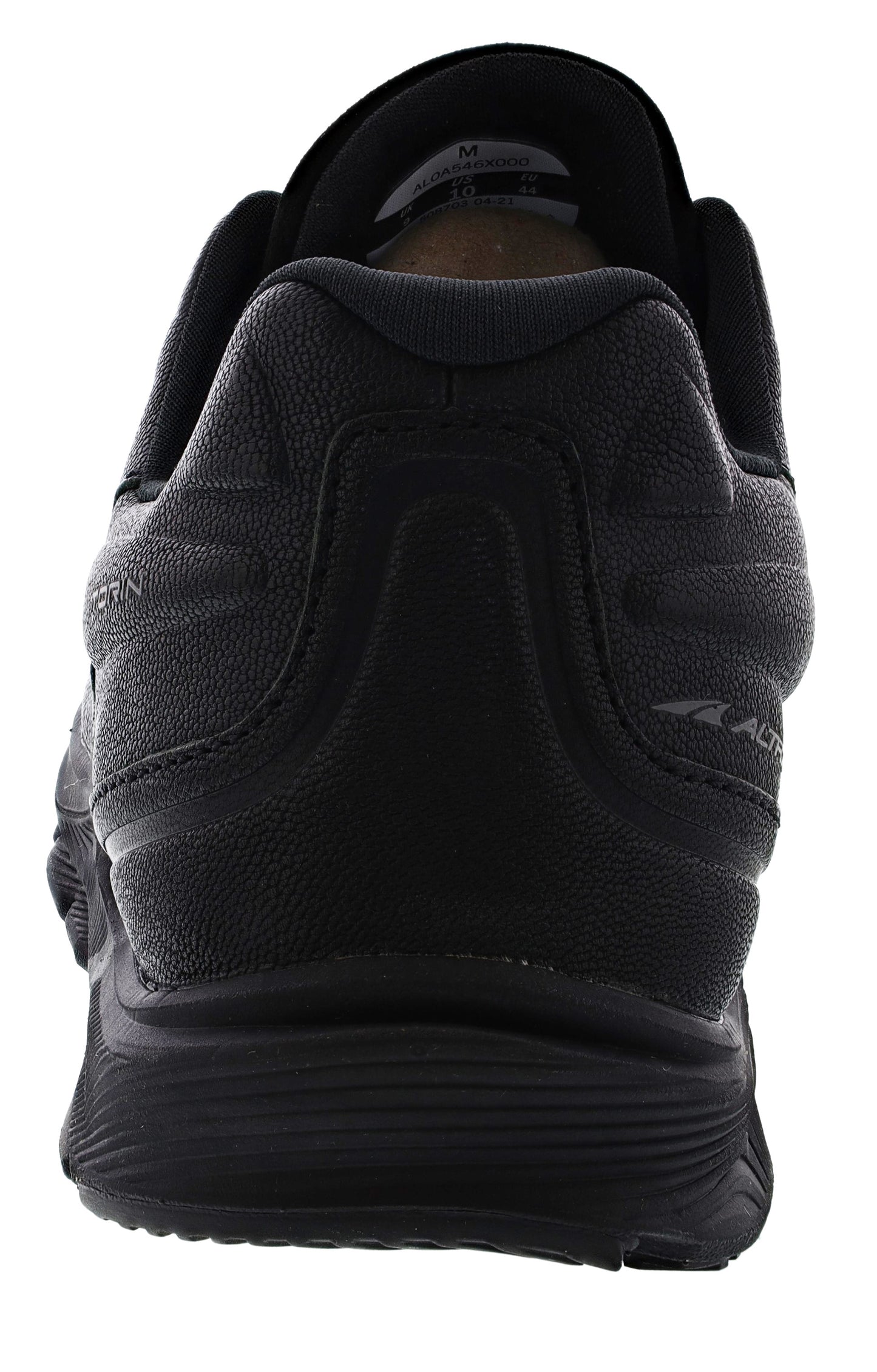 Back of Black Altra Men’s Torin 5 Leather Lightweight Slip Resistant Work Shoes