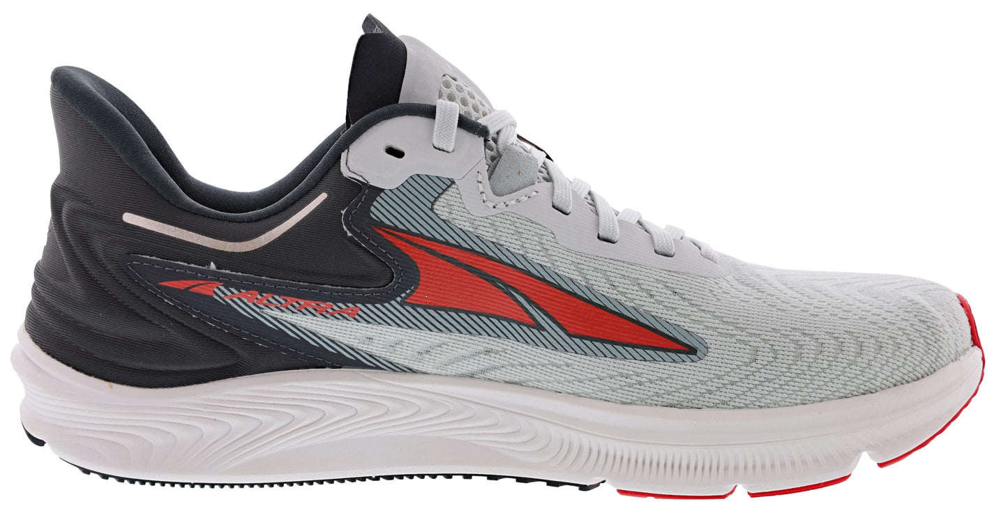 Medial of Gray/Red Altra Men’s Torin 6 Road Running Shoes