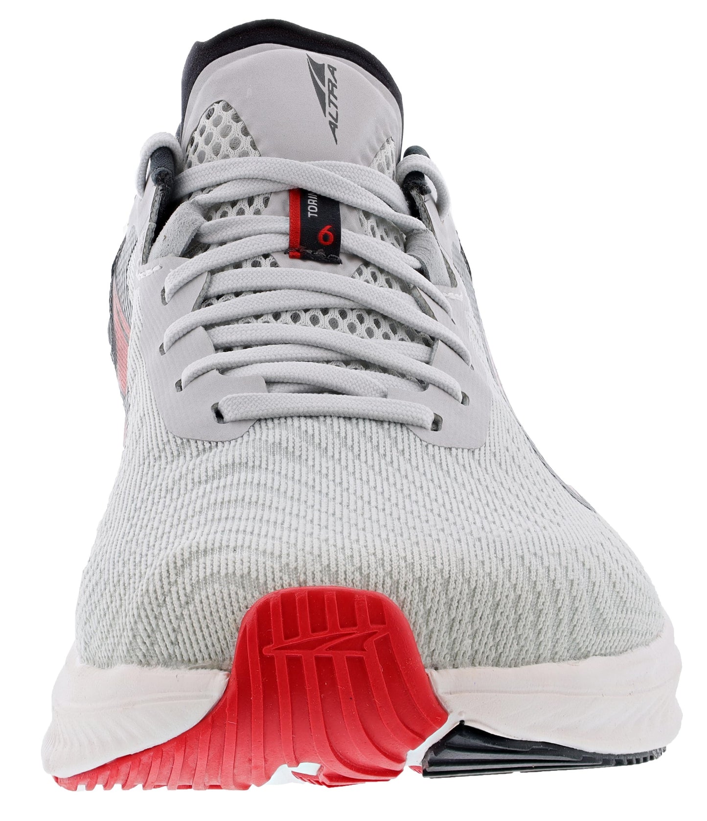 Front of Gray/Red Altra Men’s Torin 6 Road Running Shoes