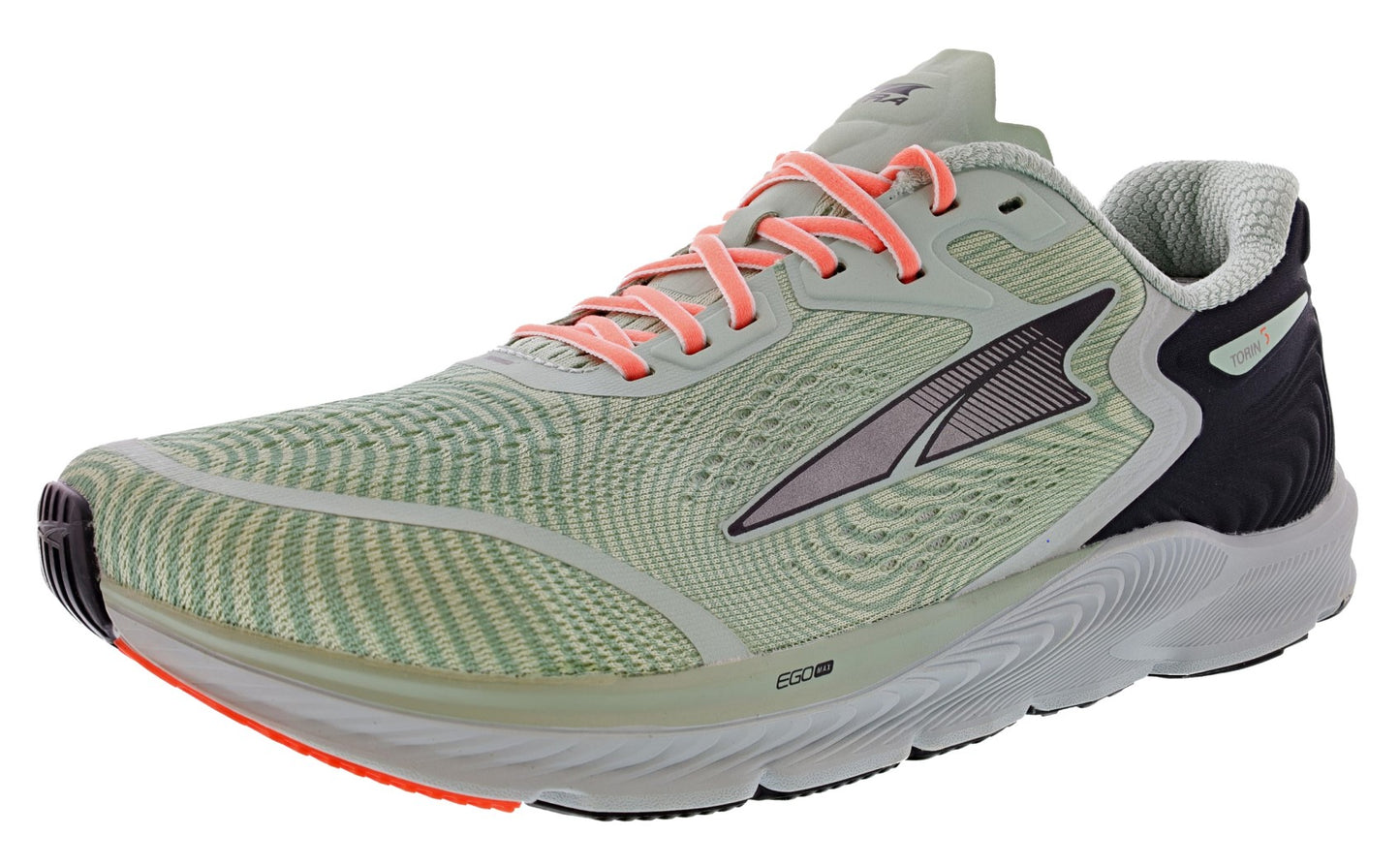 Lateral of Gray/Coral Altra Women’s Torin 5 Lightweight Running Shoes