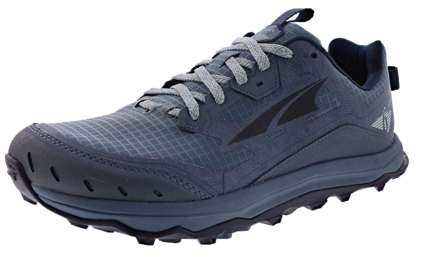 Lateral of Navy/Light Blue Altra Women's Lone Peak 6 Trail Running Shoes