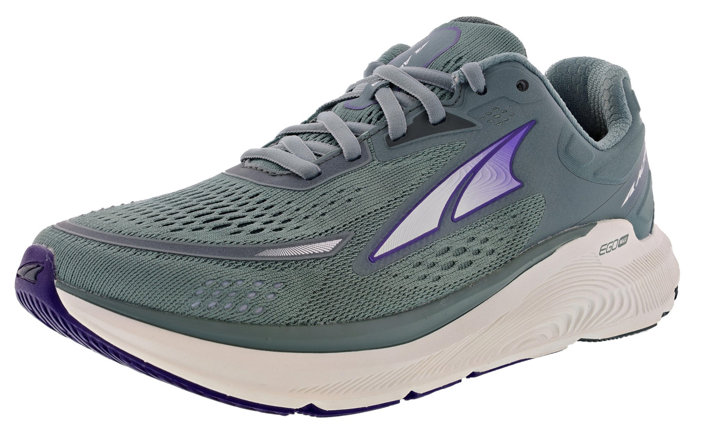 Lateral of Gray/Purple Altra Women's Paradigm 6 Trainer Running Shoes