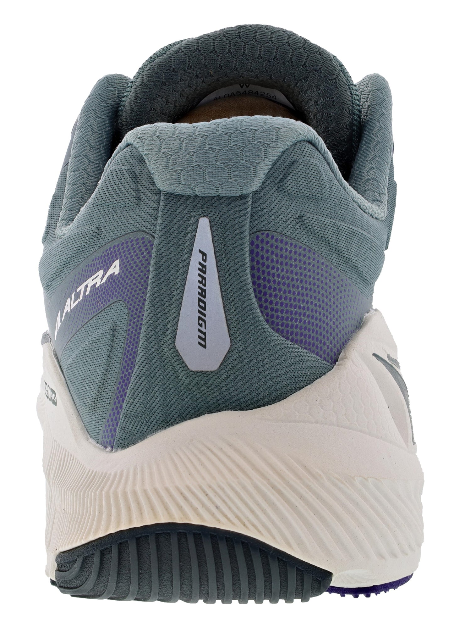 Back of Gray/Purple Altra Women's Paradigm 6 Trainer Running Shoes