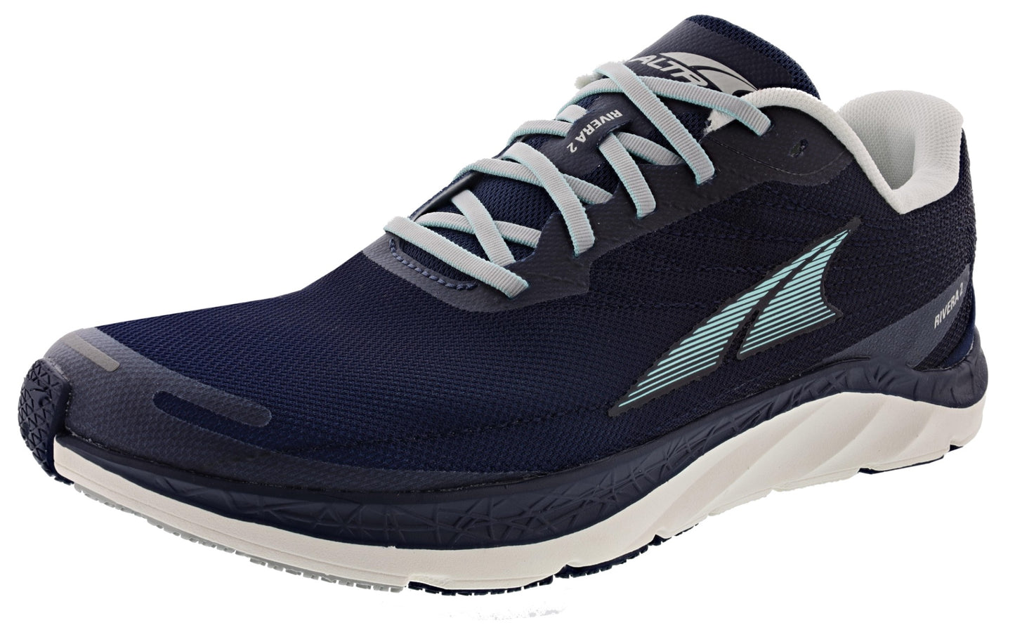 Lateral of Navy Altra Women's Rivera 2 Running Shoes