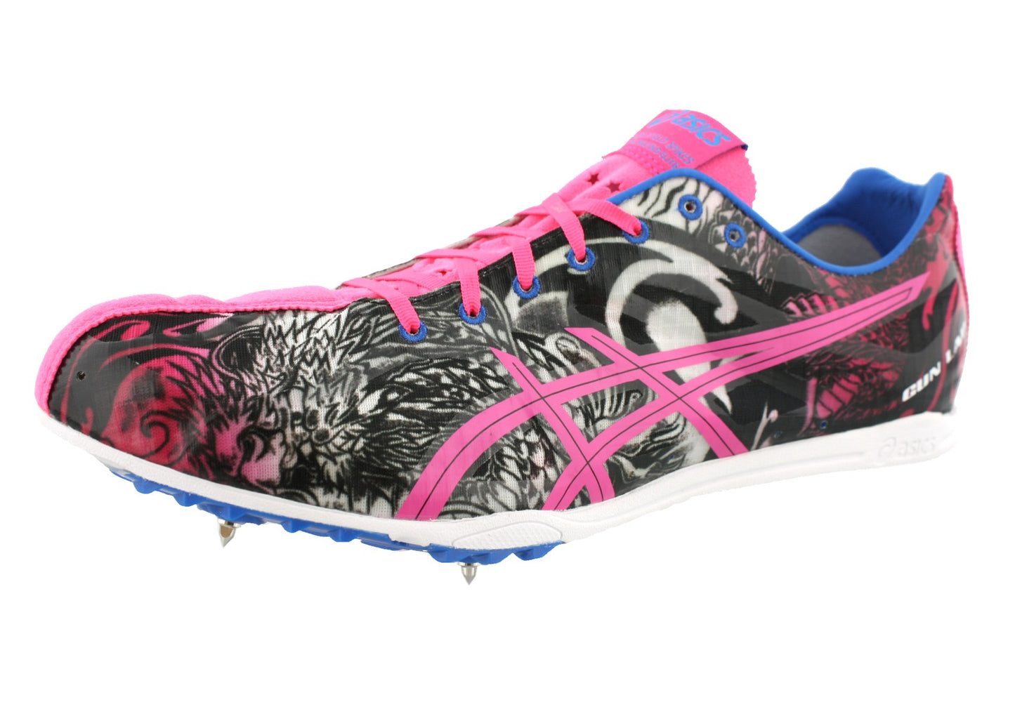 
                  
                    Lateral of Pink Dragon pattern ASICS Gunlap Men's Track Shoes with Removable Spikes
                  
                