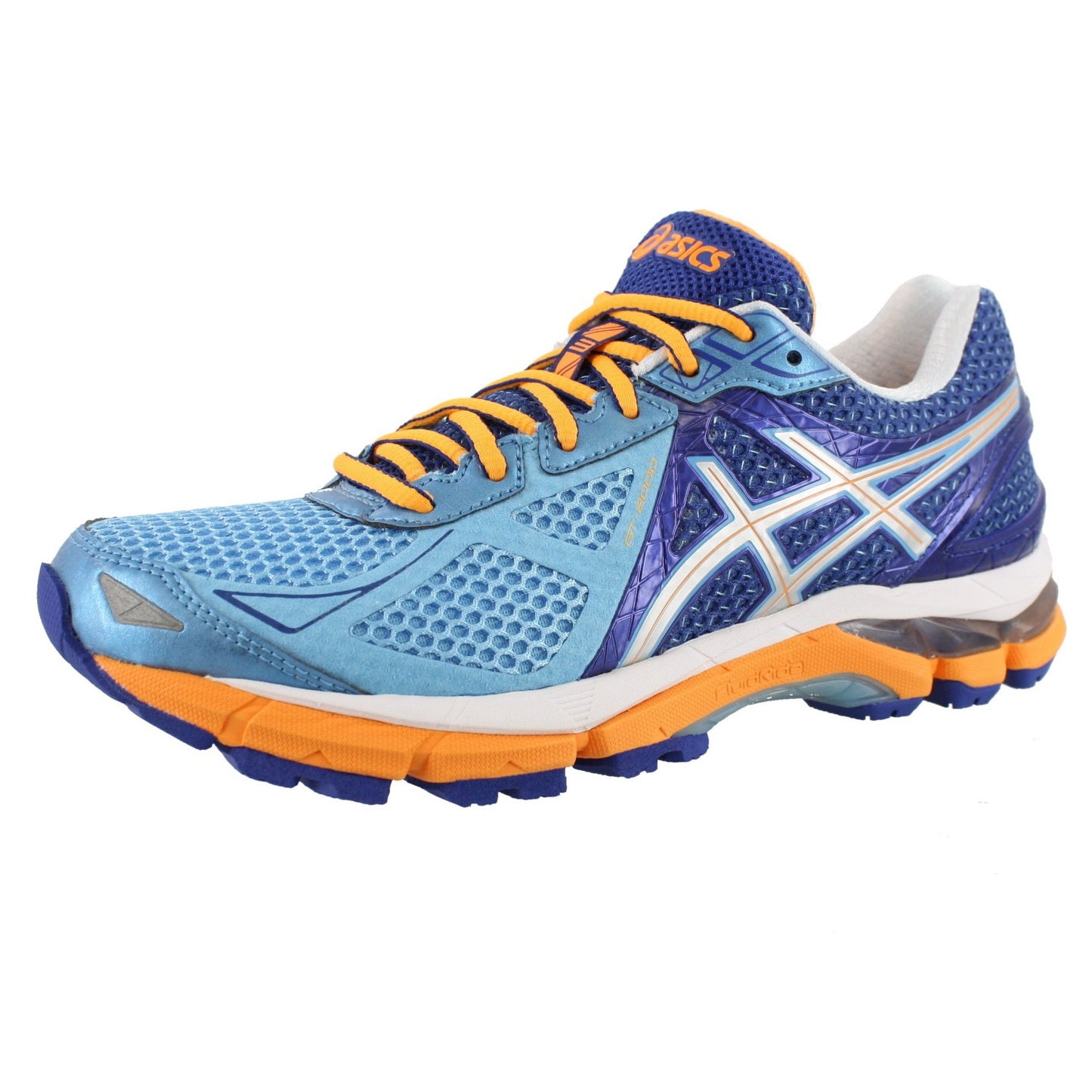 Lateral of Soft Blue/Silver/Deep Blue ASICS Women Walking Trail Cushioned Running Sneakers