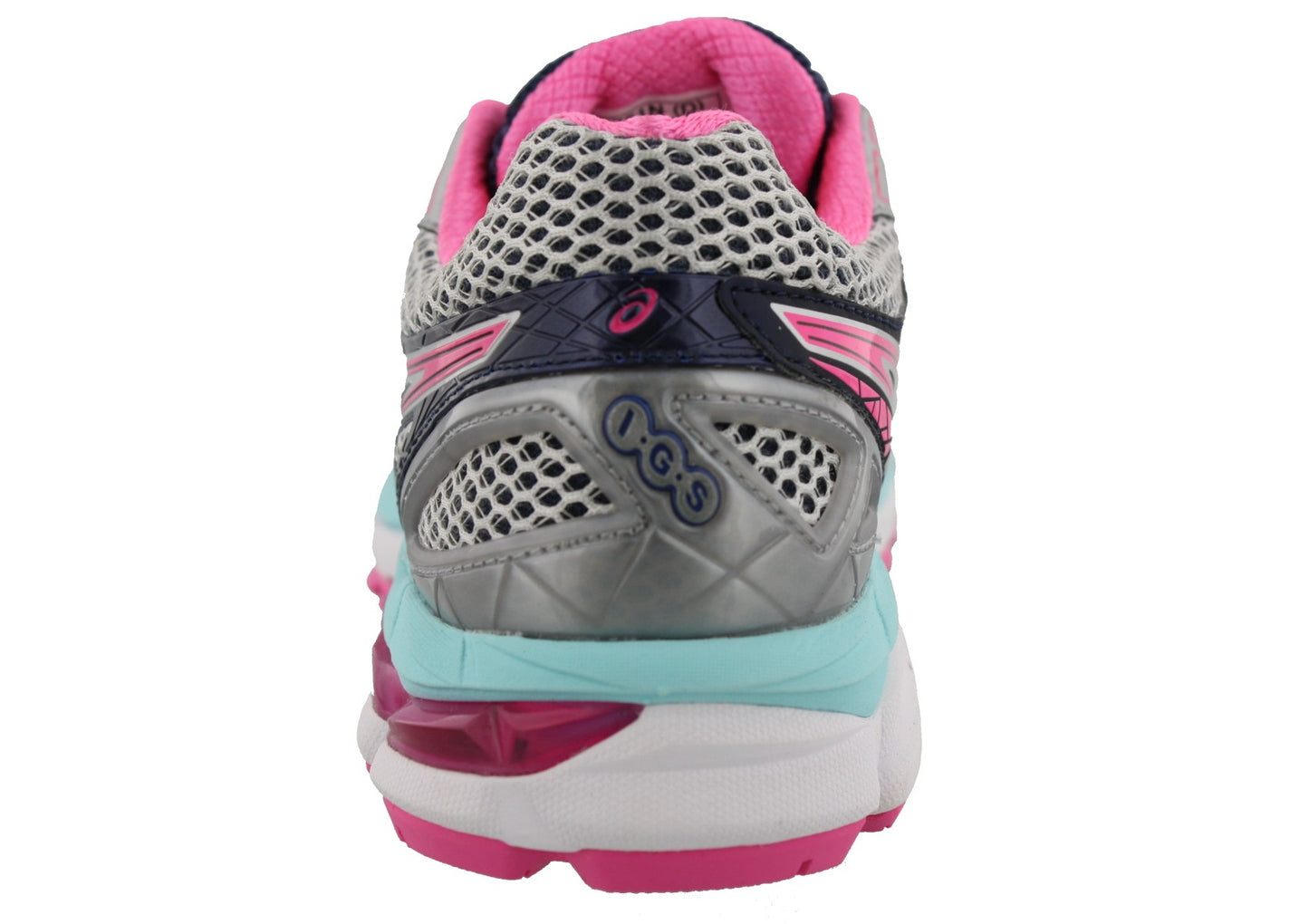 
                  
                    Back of Grey/Blue/Pink ASICS Women Walking Trail Cushioned Running Sneakers
                  
                