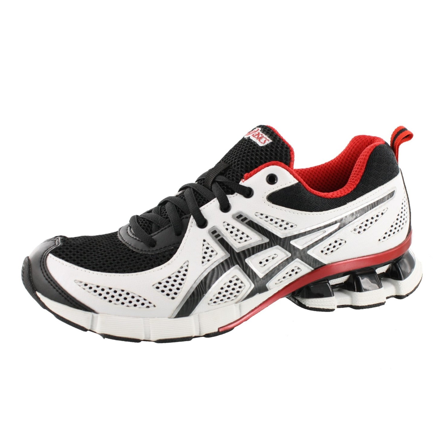 
                  
                    Lateral of White/Black/Red ASICS Men Walking Trail Cushioned Running Sneakers Gel Fierce
                  
                