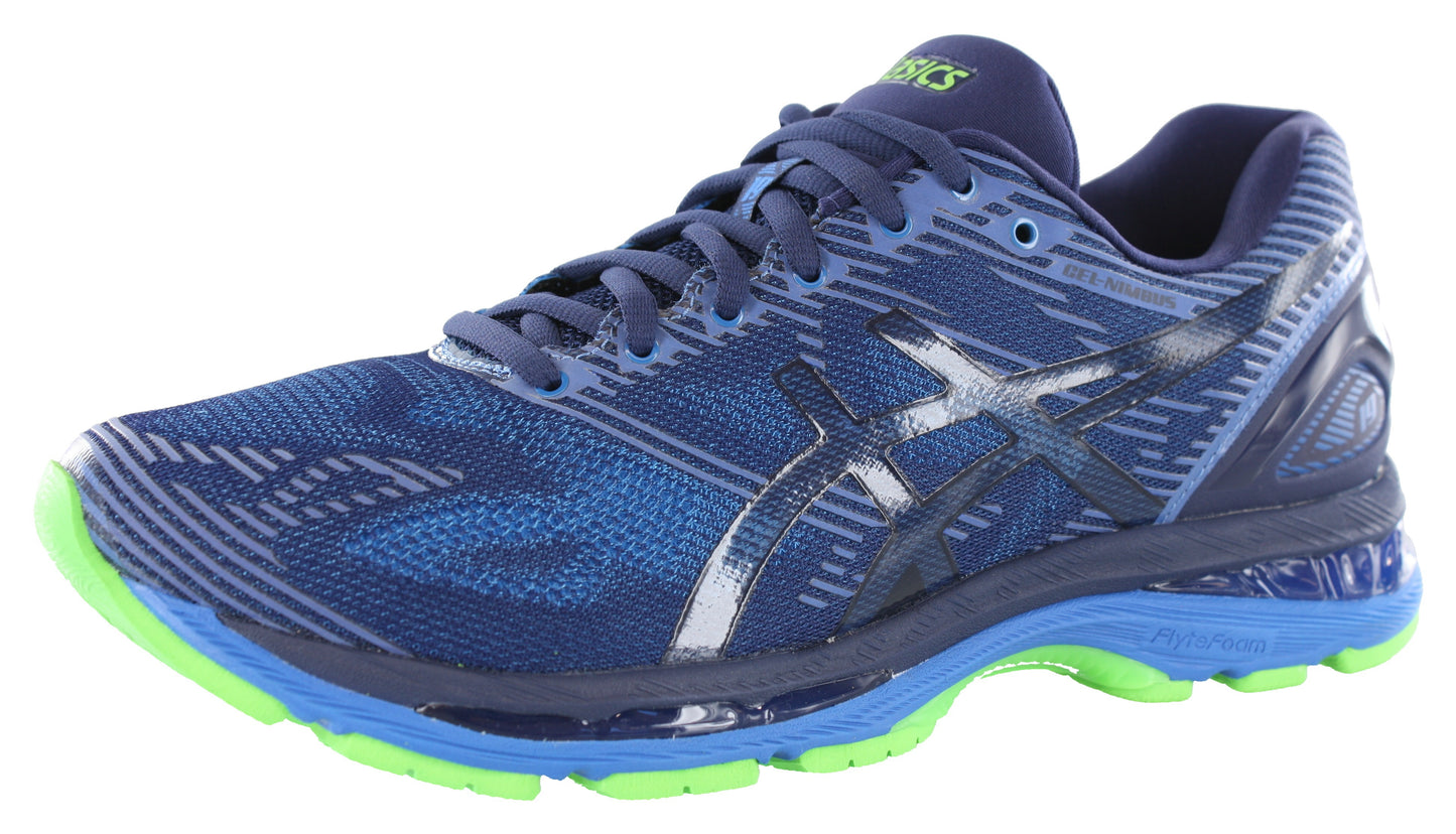 Lateral of Blue/Blue/Reflective ASICS Gel Nimbus 19 Lite Show Running Sneakers