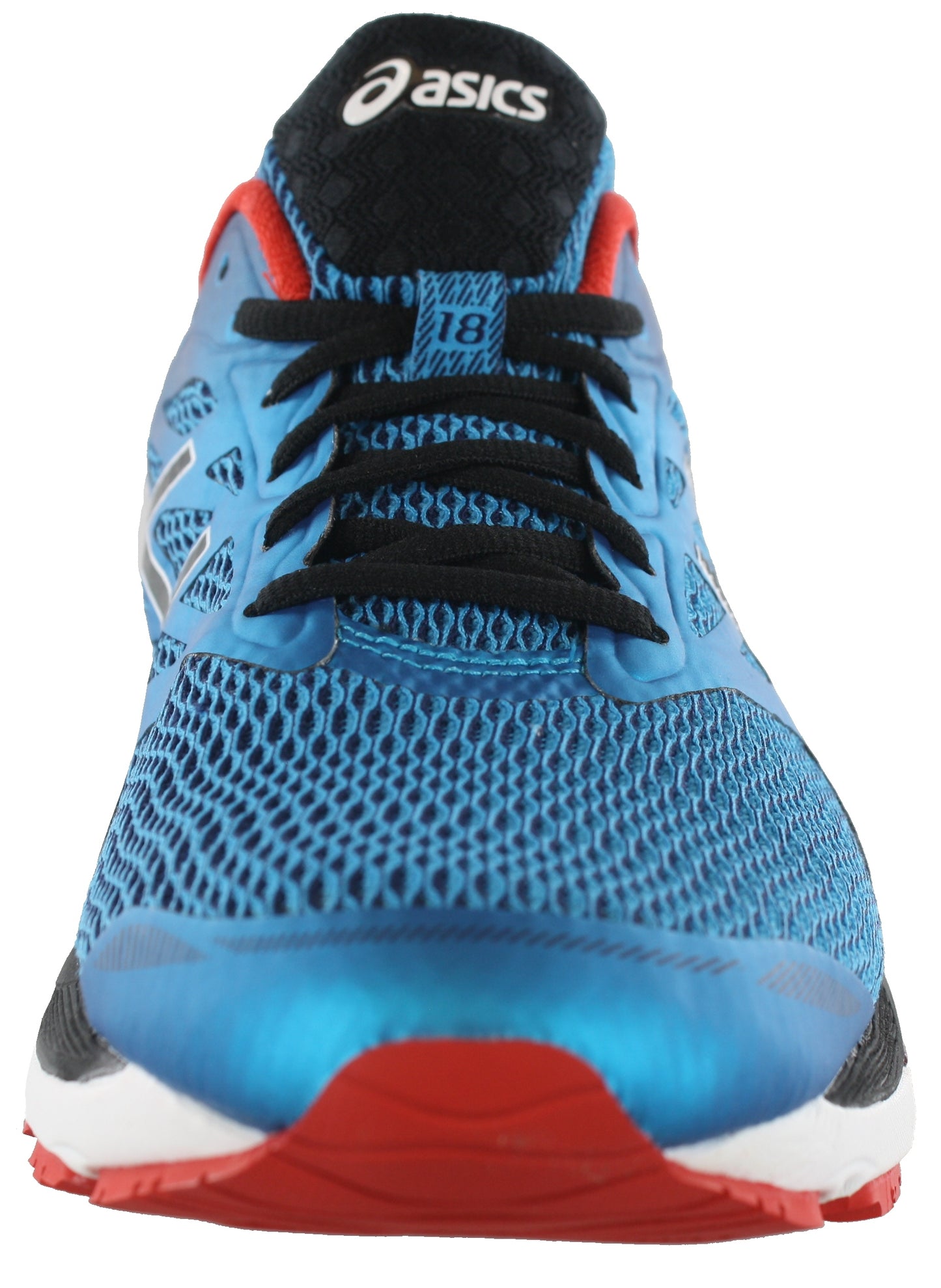 
                  
                    Front of Imperial blue with black, white, and vermillion red accents ASICS Men Walking Trail Cushioned Running Shoes Cumulus 18
                  
                