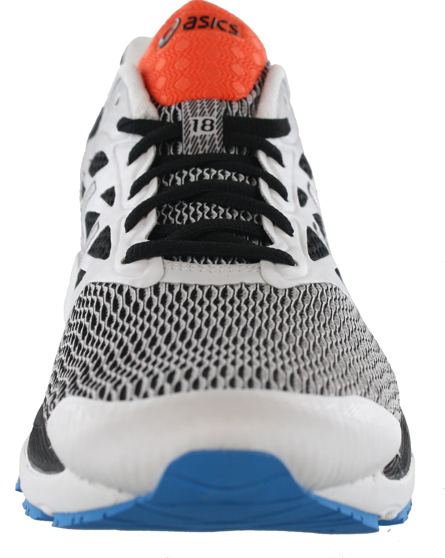 
                  
                    Front of White with silver, black, navy and indigo blue accents ASICS Men Walking Trail Cushioned Running Shoes Cumulus 18
                  
                